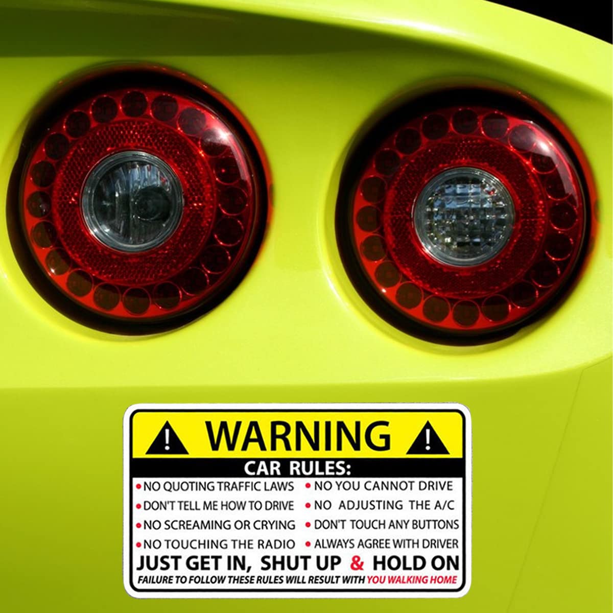 2Pcs Car Safety Warning Rules Stickers, Adhesive Vinyl Humor Decal For Car Truck Window Graphic Bumper, Funny Vehicle Decals Com