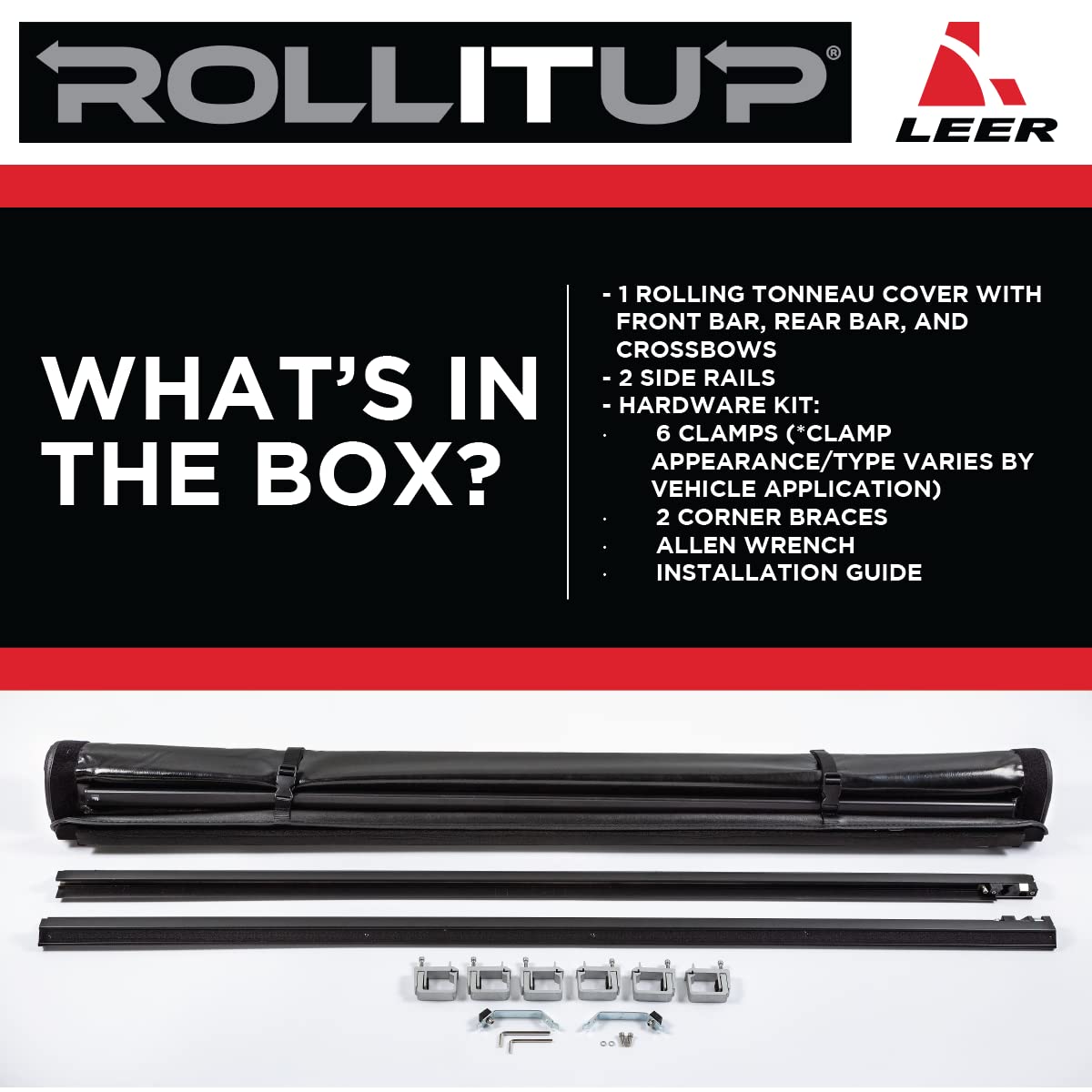 Leer Rollitup | Compatible With 2015-2023 Ford F-150 With 5.6' Bed | Soft Roll Up Truck Bed Tonneau Cover | 4R112 | Low-Profile,