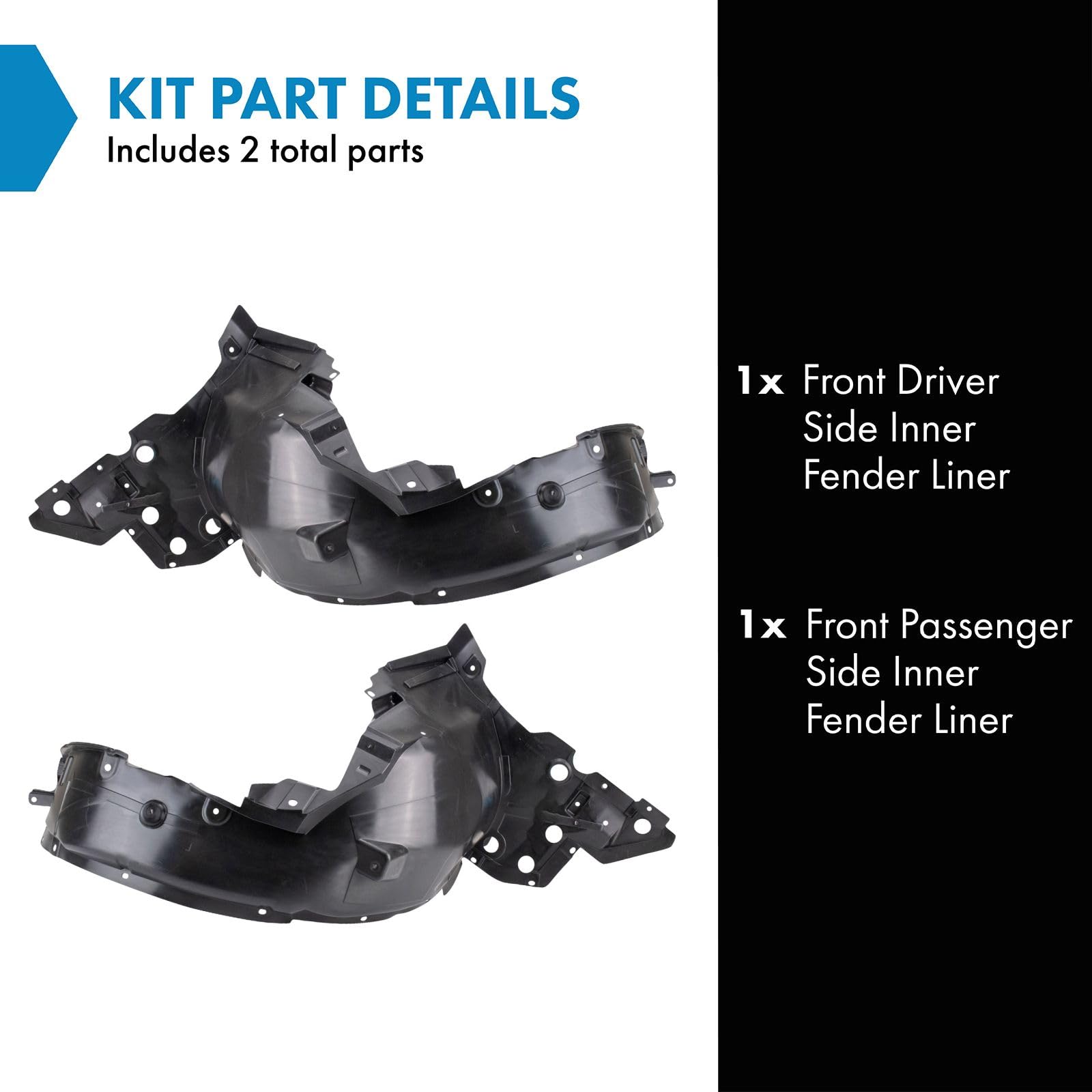 Trq Front Inner Fender Liner Set Compatible With 2018-2020 Nissan Kicks Ni1248175 Ni1249175