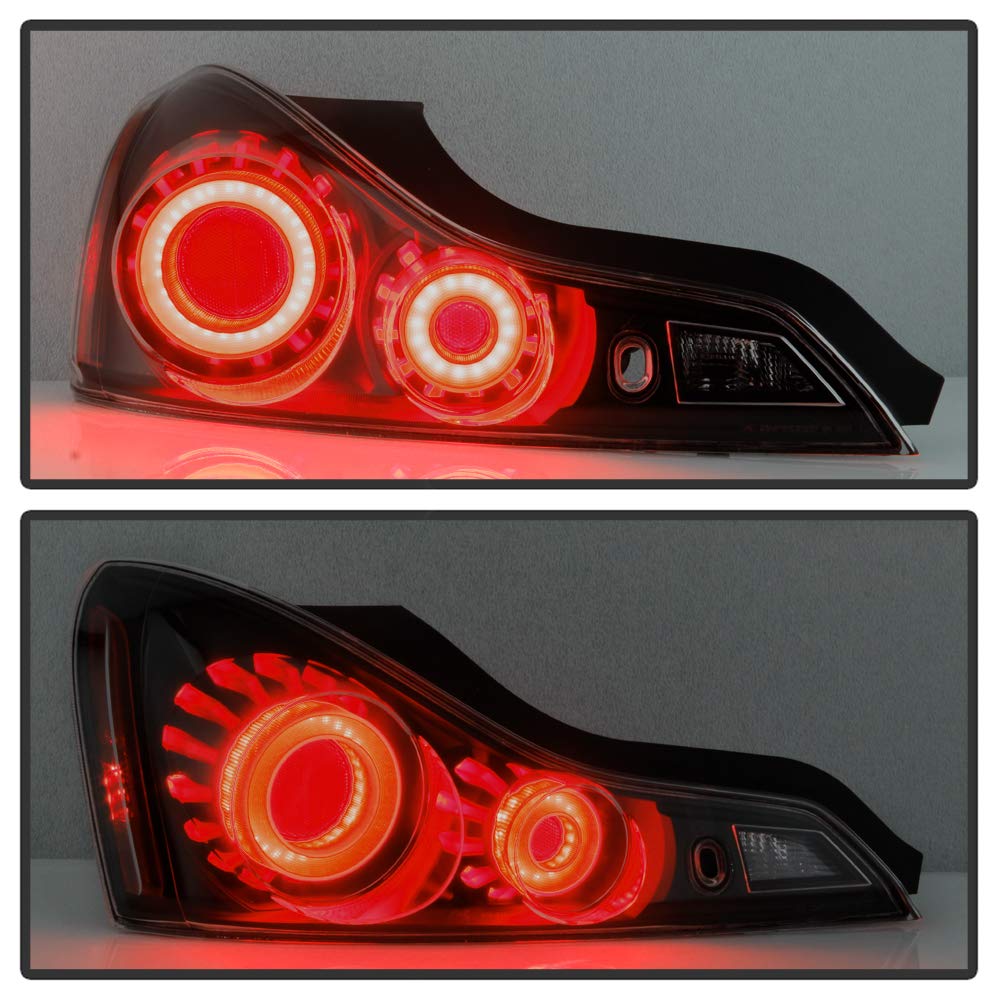ACANII - For 2008-2013 Infiniti G37 / 14-15 Q60 Coupe Black Housing Smoked Lens 3D LED Tube Tail Lights Lamps Assembly