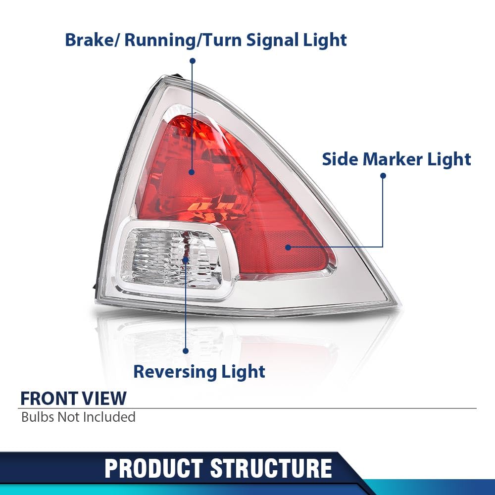 Pit66 Halogen Tail Lights Set W/O Bulbs Compatible With Ford Fusion (Submodel: S, Se, Sel) 2006-2009 Clear & Red Lens 2Pcs 6E5Z1