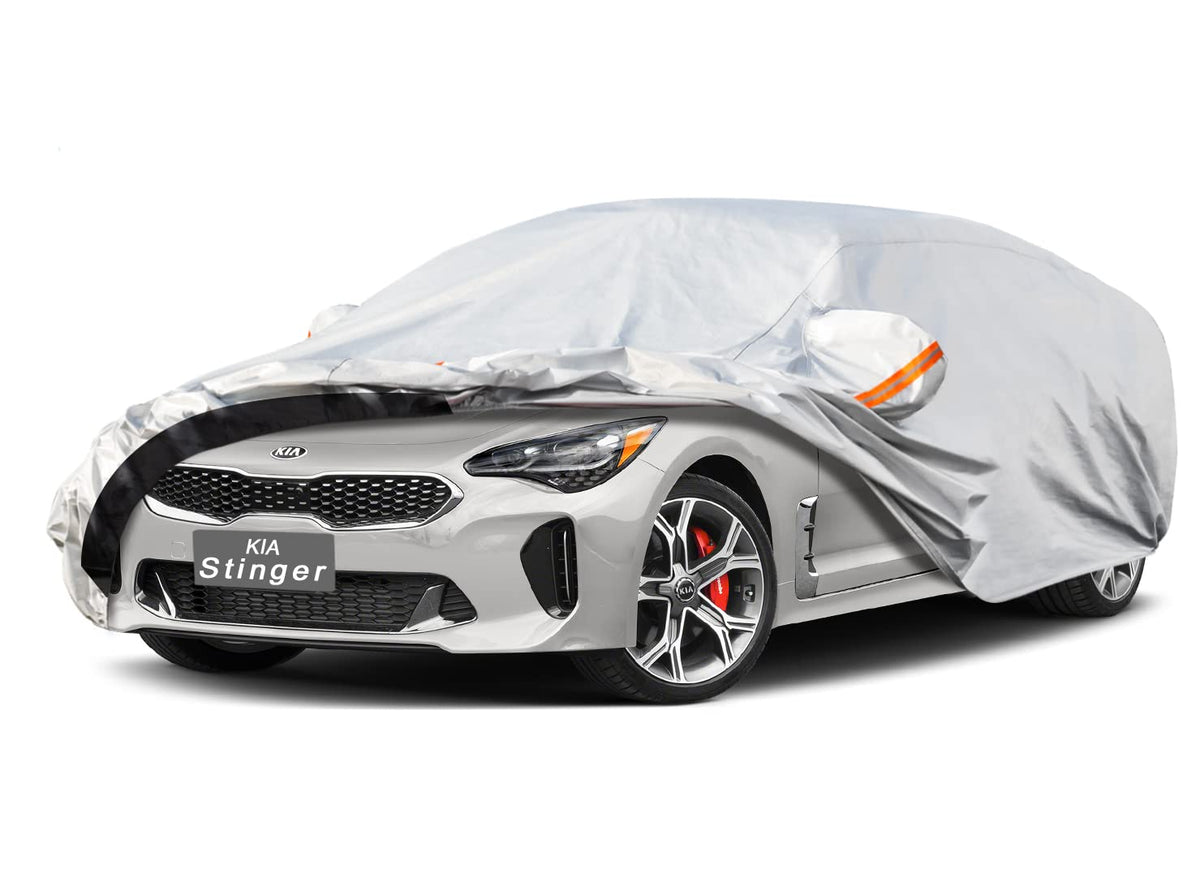 Gunhyi 6 Layers Car Cover Custom Fit Kia Stinger (2017-2025) Waterproof All Weather, Heavy Duty Outdoor Snow Sun Rain Uv Protect