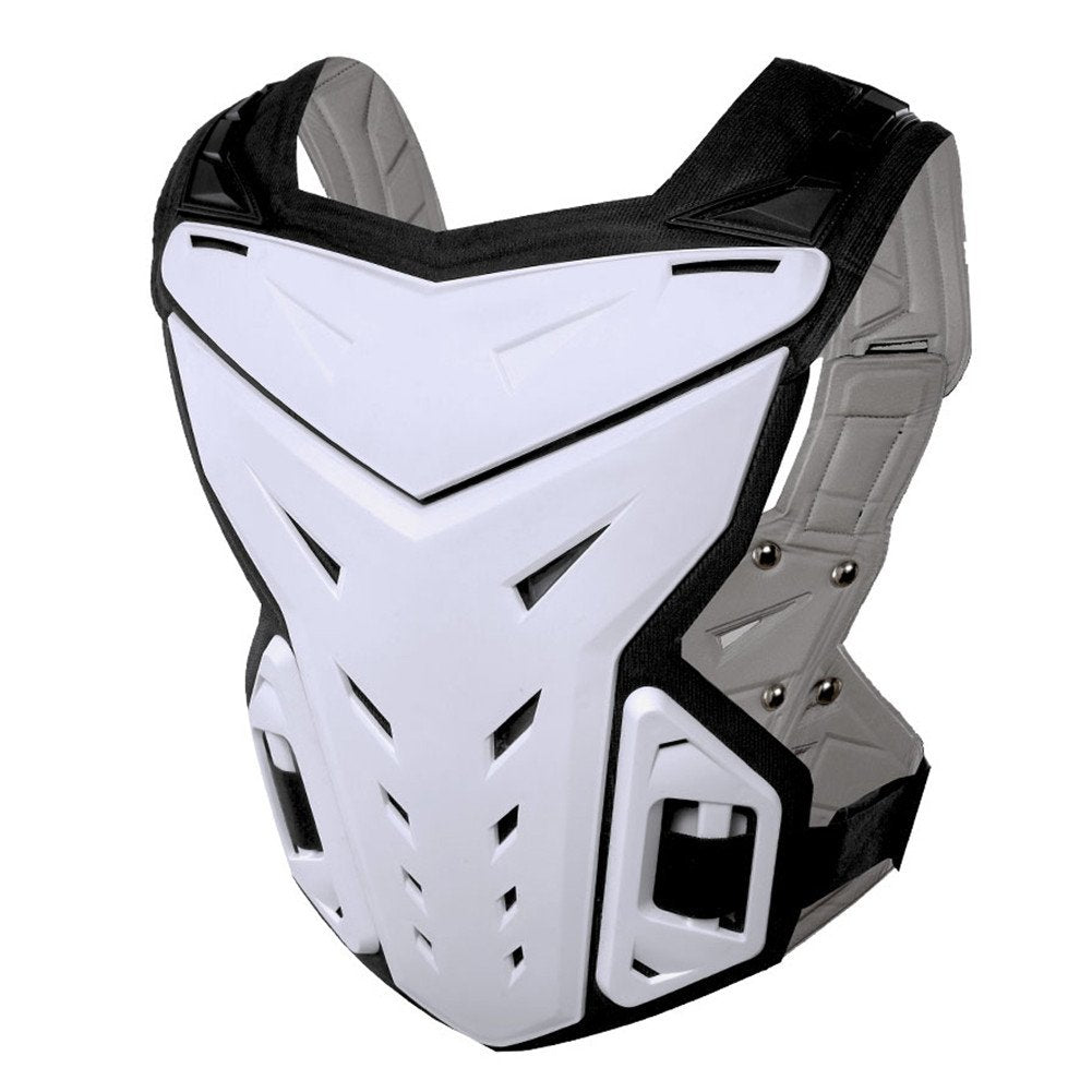 Motorcycle Armor Body Guard Vest, Dirtbike Riding Off-Road Racing Cycling Skiing Motocross Adult Kids Chest Body Protector Shirt Jackets For Street Bike Racing, Mens Back Protection - White