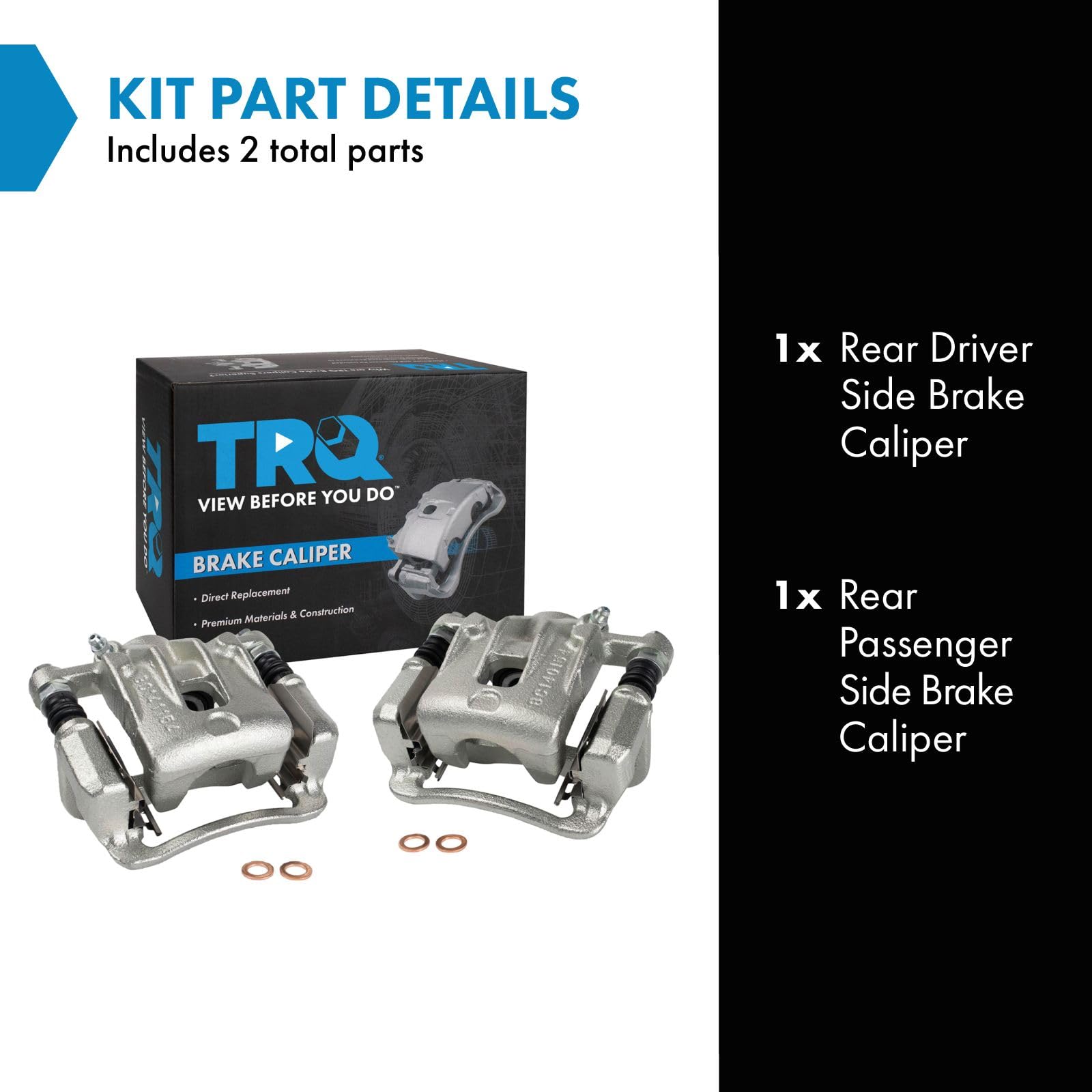 Trq Rear Brake Caliper Set Compatible With 2008-2010 Hyundai Sonata