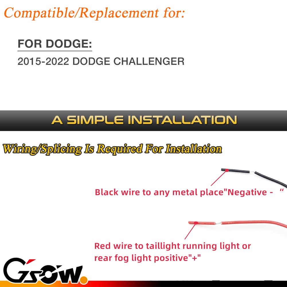 GSOWO 2 PCS LED Rear Bumper Reflector Lights for Dodge Challenger 2015-2022, Red Lens Red Tail Lamps, 80-SMD LED Chips Reflector