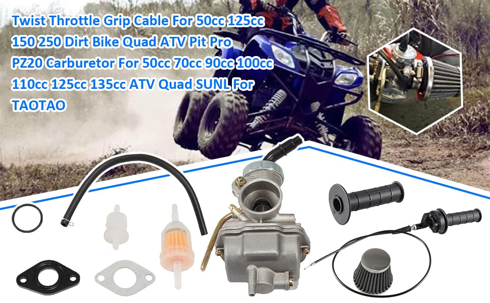 Pz20 Carburetor And Air Filter Kit With Throttle Cable For Taotao For Kazuma For Baja 50Cc 70Cc 90Cc 110Cc 125Cc 4 Stroke Engine