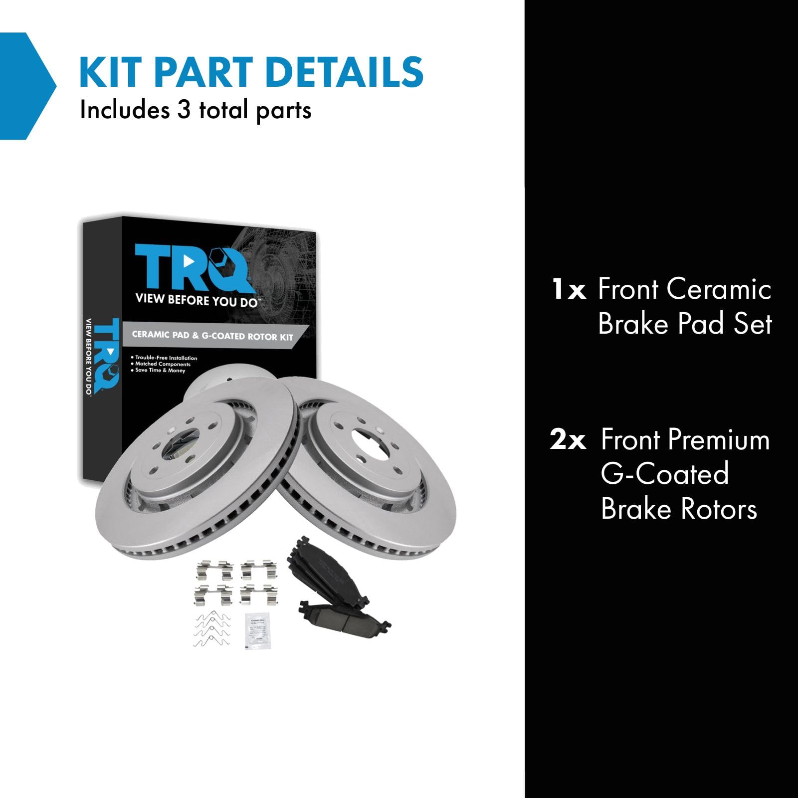 Trq Front Brake Pad & Rotor Kit Ceramic Premium G-Coated Compatible With 2015-2019 Ford Explorer 2012 Lincoln Mks 2013-2019 Mkt