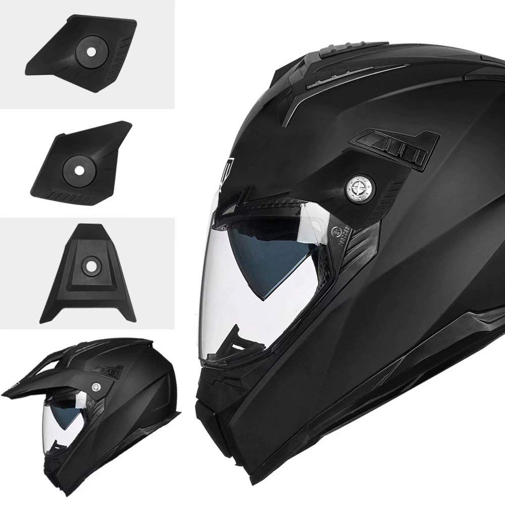 Ilm Off Road Motorcycle Dual Sport Helmet Full Face Sun Visor Dirt Bike Atv Motocross Casco Dot Certified Model 606V(Matte Black