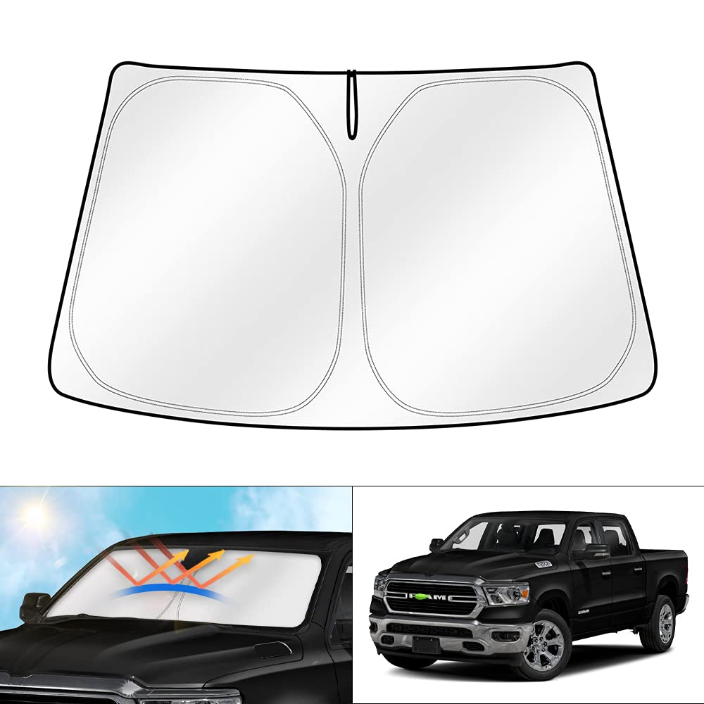 Cartist Windshield Sun Shade Fit For Dodge Ram 1500 2019-2024 Crewcab, Megacab, 2Dr Regularcab, 4Dr Quadcab Foldable Car Front W
