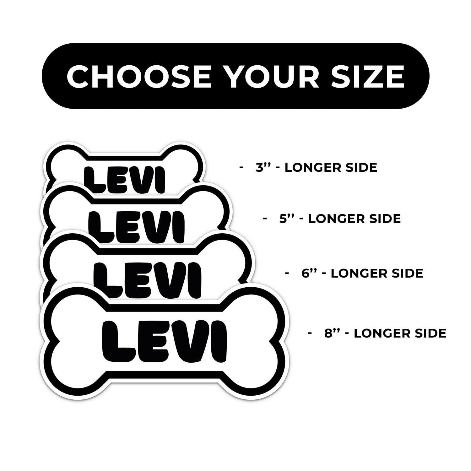 Levi Dog Name Sticker - Waterproof Vinyl Decal For Car Bumper, Laptop, Water Bottle, Wall, And Window, Size - 5'' Longer Side