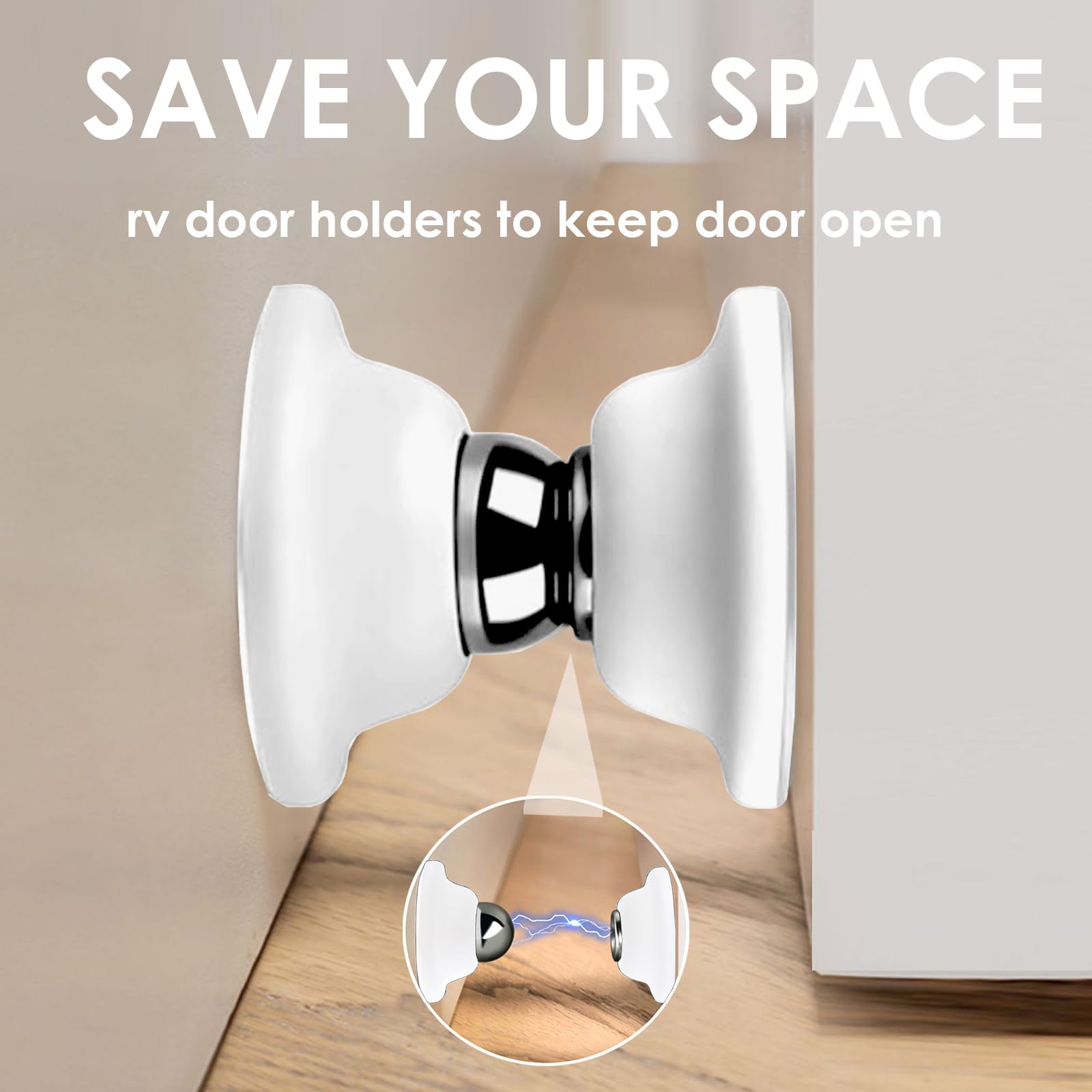 ANDOLAB RV Door Holder Magnetic, RV Door Catch, RV Door Stopper for Outside Door, Camper Door Holder, RV Door Stop (White, 2 Pac