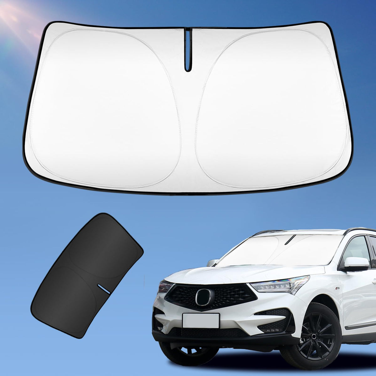 Uktop Car Sun Shade Sunshade For Acura Rdx 2019-2024 2025 Windshield Cove, 240T 4-Layers Front Window Shade Foldable Sun Visor B