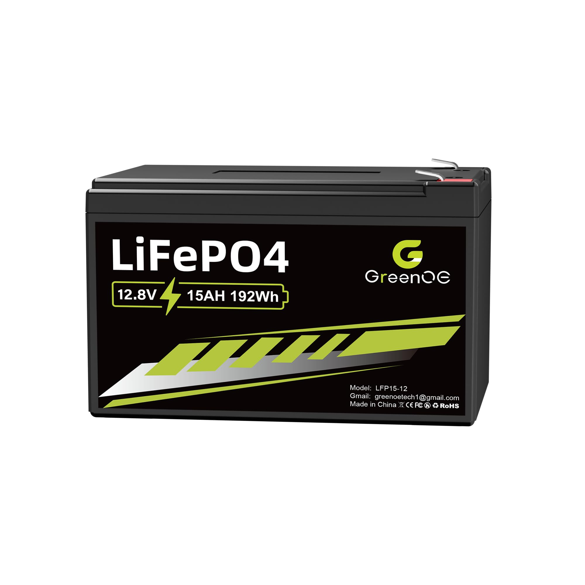 LiFePO4 Battery Pack, Lithium Iron Phosphate Rechargeable (12v15ah)