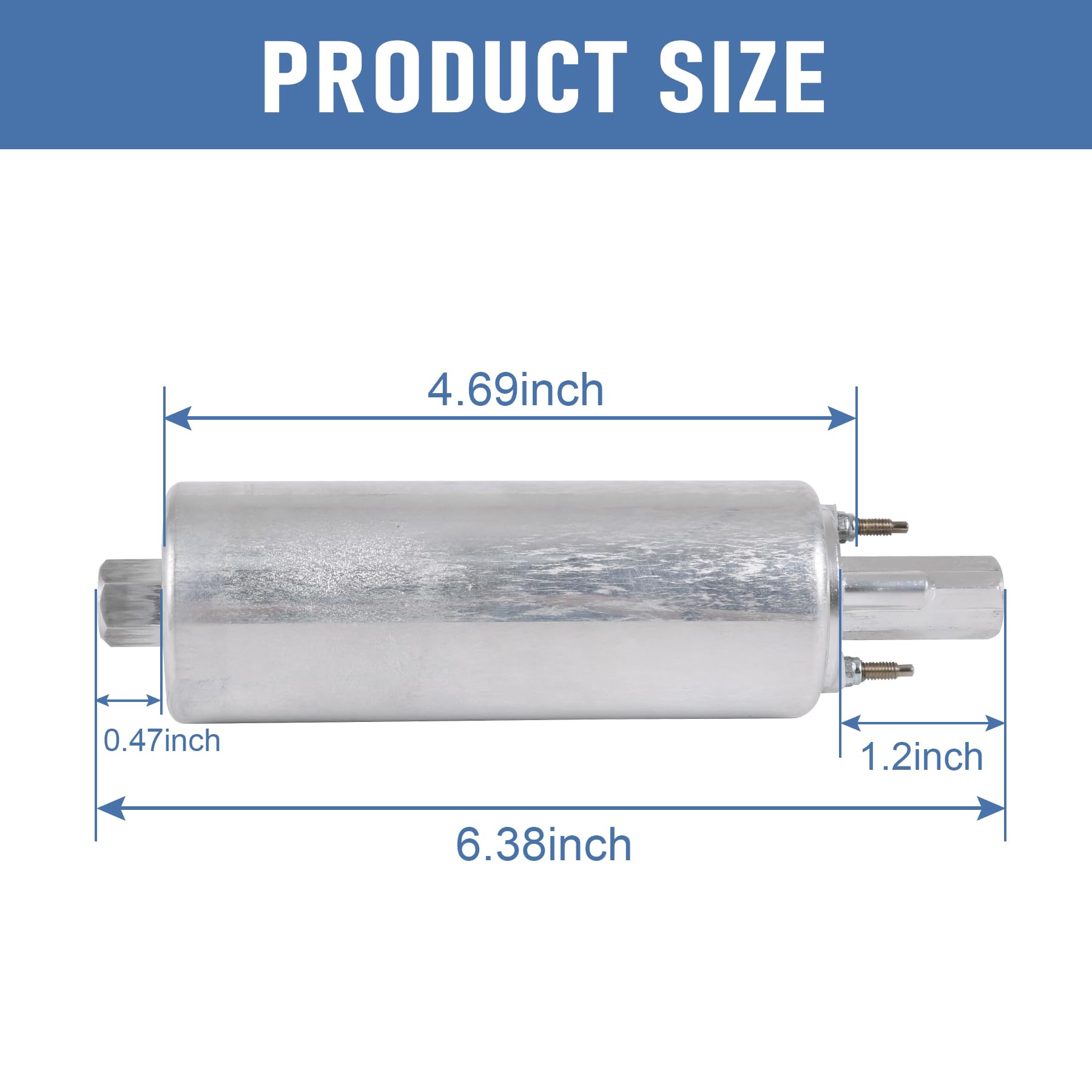 High Flow & Pressure External Inline 255Lph Fuel Pump With Installation Kit Replacement For Gsl392, Gsl392-400-939, Gsl392400939, 400-939 Universal External Pump