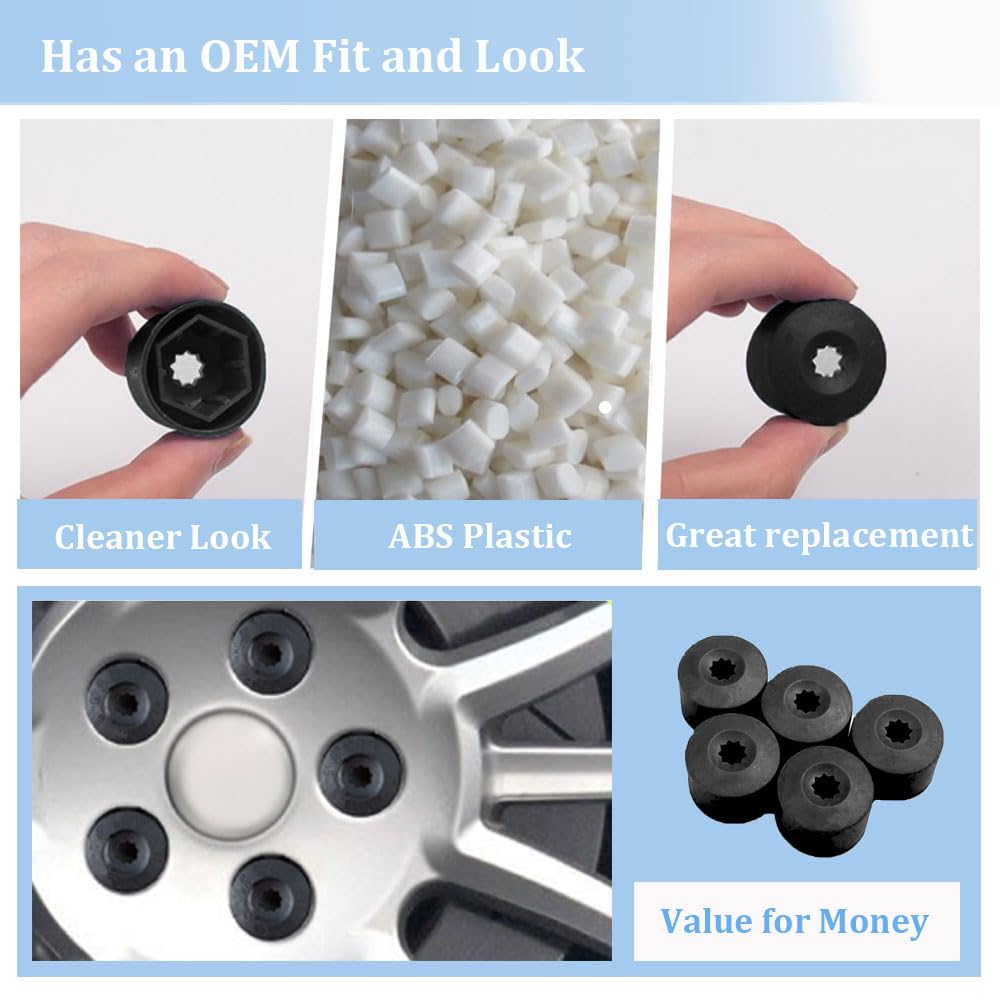 Dkvudho 20Pcs 17Mm Wheel Lug Nut Covers Caps + Removal Tool Replacement For Vw Lug Nut Cover Jetta Beetle Passat Gti Cc Wheel Bo