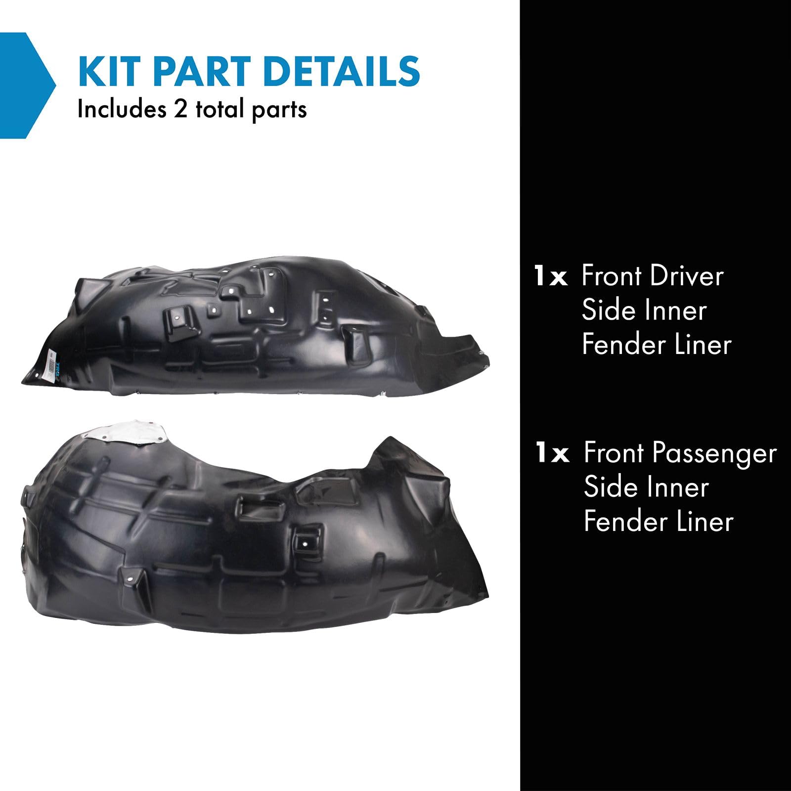 Trq Front Inner Fender Liner Set Compatible With 2021-2022 Ford F-150 Fo1248212 Fo1249212