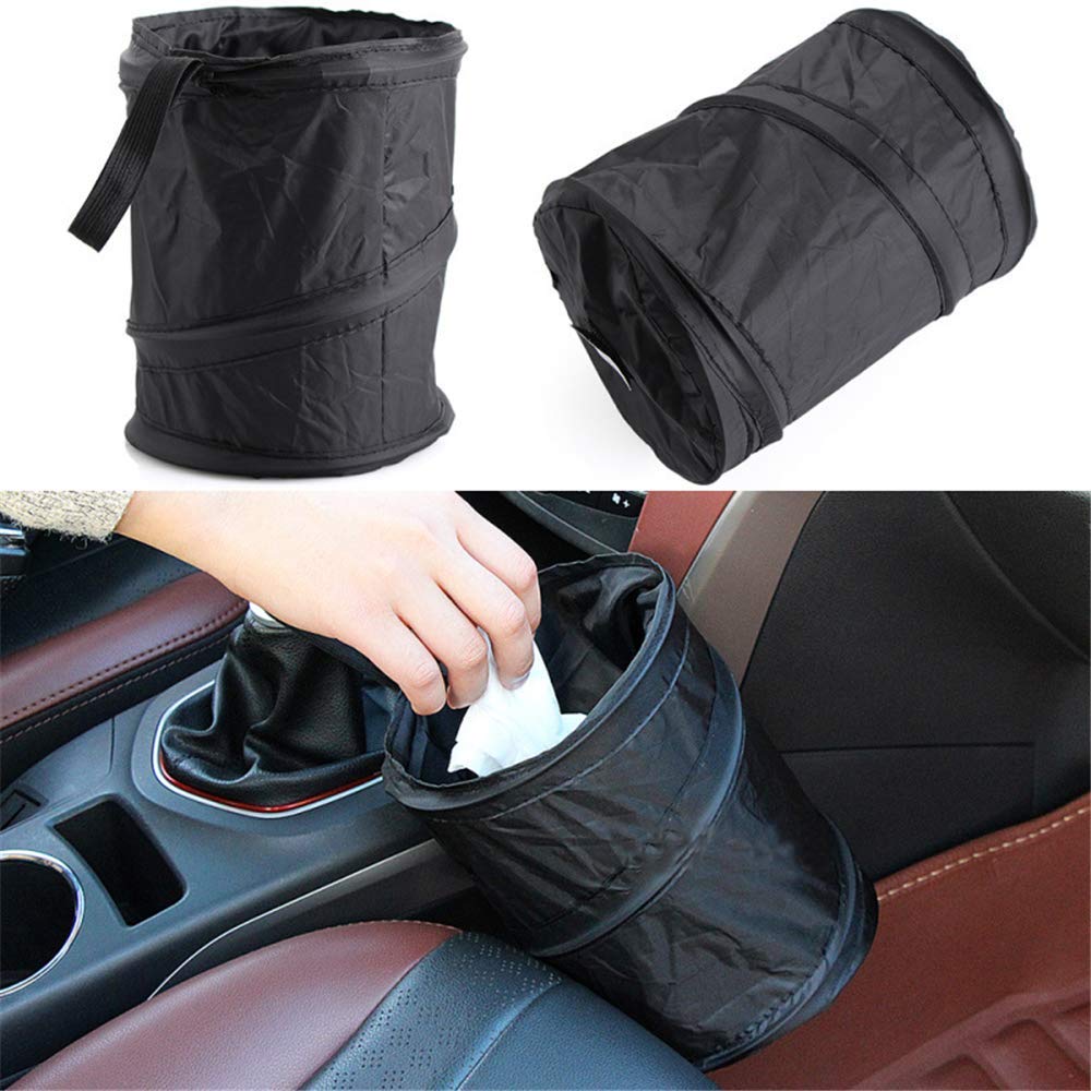 Ecloud Shop 2PCS Portable Folding Car Trash Can Universal Collapsible Car Garbage Bin Wastebasket Hanging Travel Storage Box Bag
