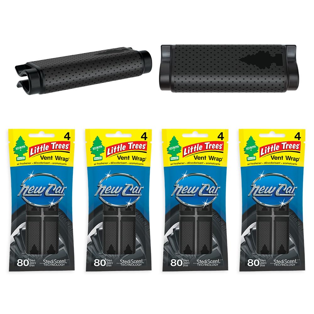 Little Trees Car Air Freshener. Vent Wrap Provides Long-Lasting Scent, Slip On Vent Blade. New Car, 16 Air Fresheners, 4 Count (