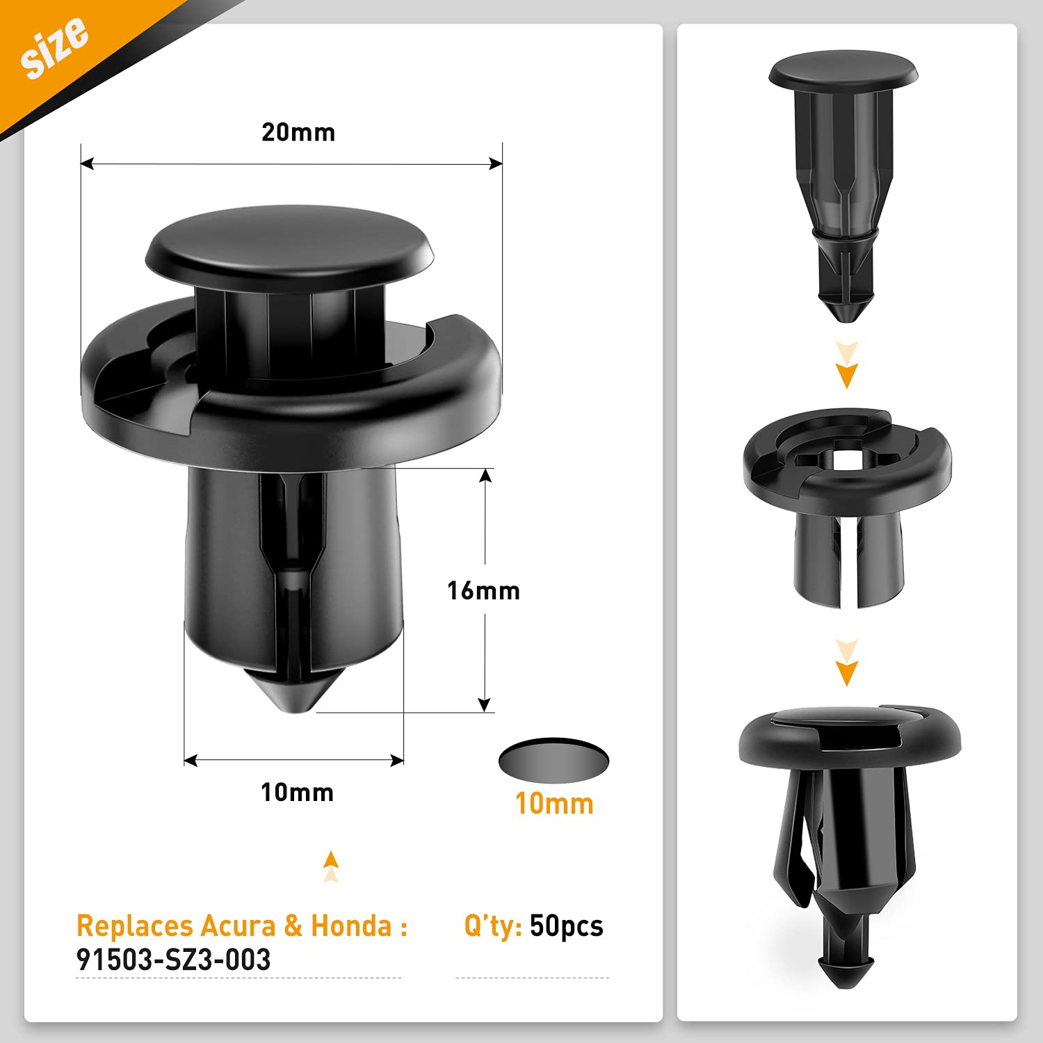 Gooacc 150 Pcs Push Type Bumper Fasteners Rivet Clips Universal Auto Clips & Fastener For Bumper Fender Clips Replacement Fasten