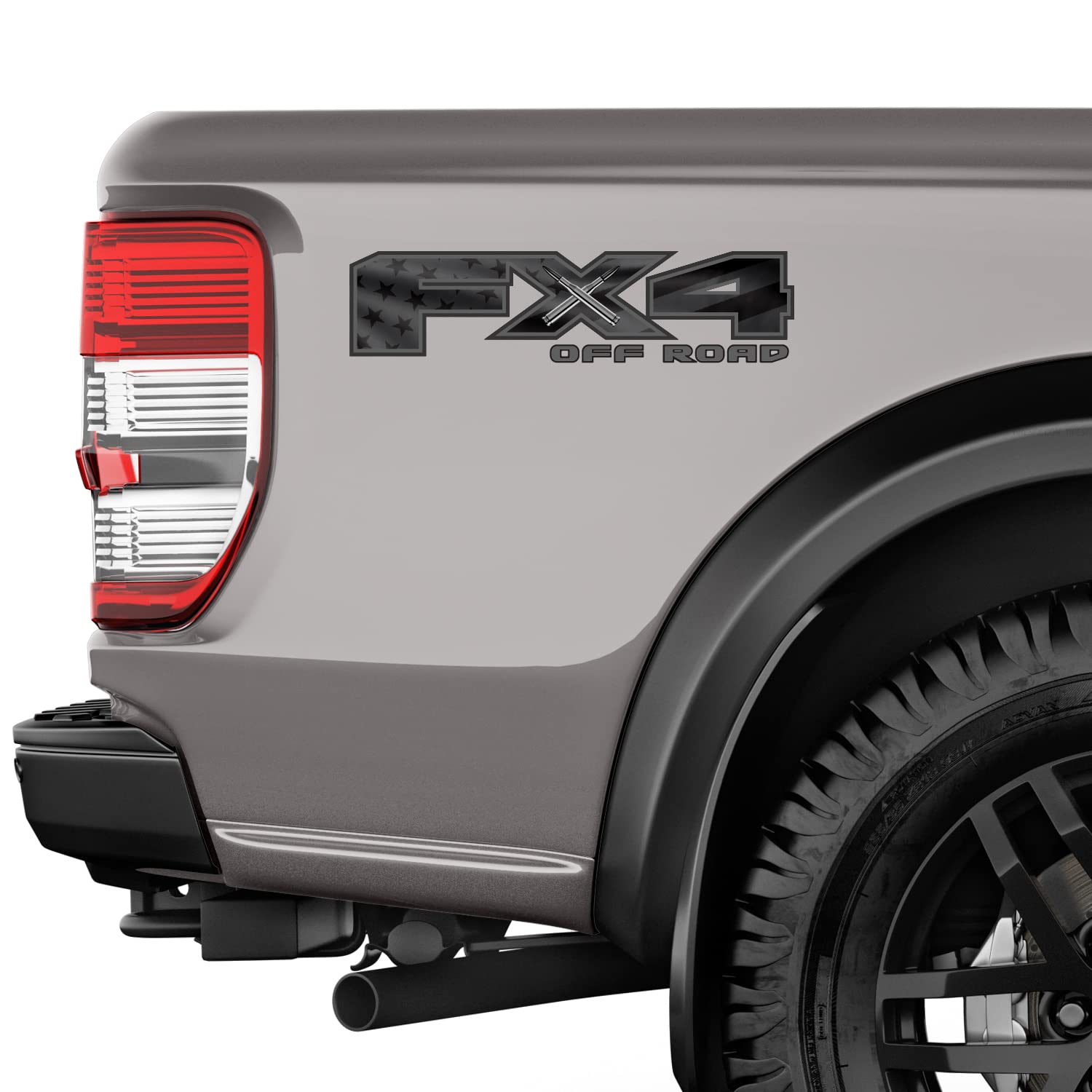 Fx4 Off Road Decal Replacement Sticker F 150 Bedside Emblem For 4X4 Truck Super Duty (Fx4 Off Road Decal Blk-Flag)