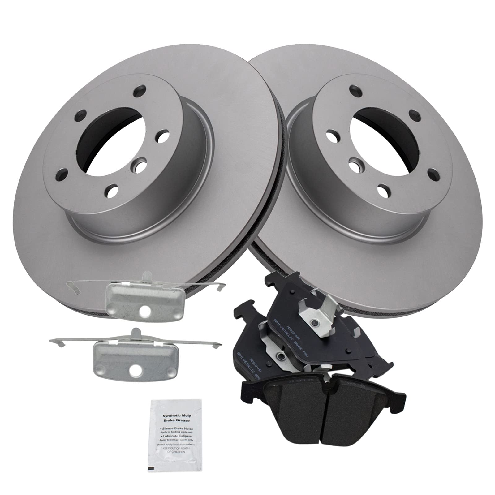 Trq Front Brake Pad & Rotor Kit Brake Pads Brake Rotor Semi-Metallic Premium G-Coated Compatible With 2007-2013 Bmw 328I 2009-20