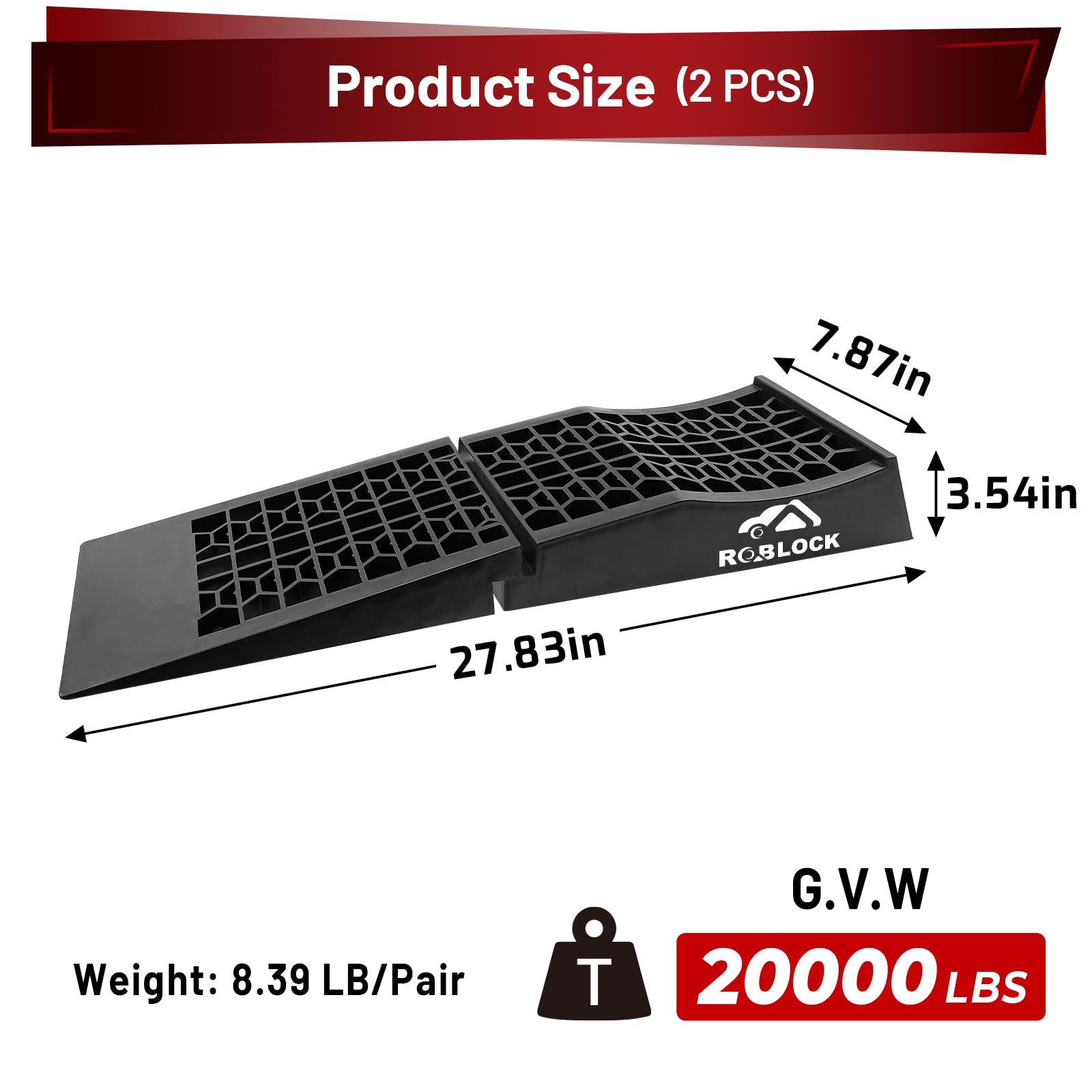 Roblock Removable Low Profile Car Ramps For Jack Support And High Lift, Heavy Duty Car Ramps For Low Cars, Detachable Vehicle Ra