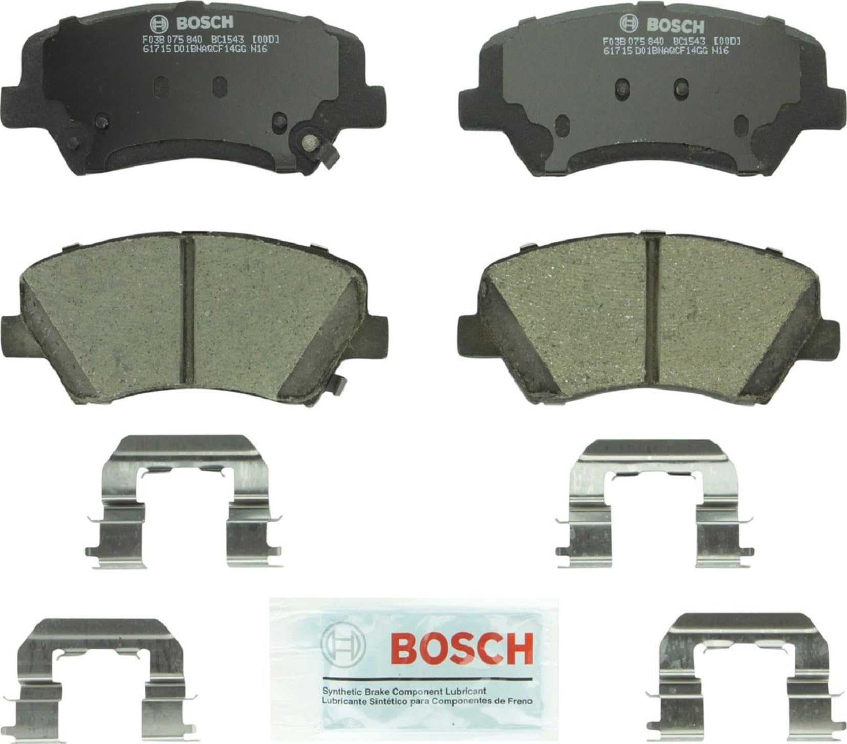 Bosch Bc1543 Quietcast Premium Ceramic Disc Brake Pad Set - Compatible With Select Hyundai Elantra, Elantra Coupe, Elantra Gt; Kia Forte, Forte5, Forte Koup; Front