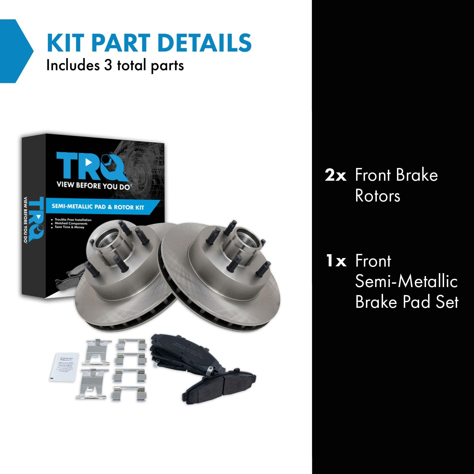 Trq Front Brake Pad & Rotor Kit Brake Pads Brake Rotor Semi-Metallic Compatible With 1995-1997 Ford Ranger Mazda B2300 1995-1996