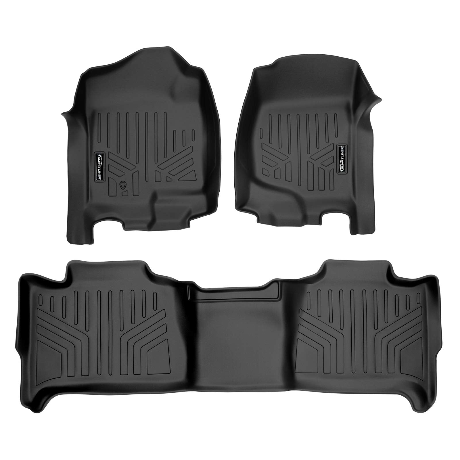 MAXLINER Floor Mats 2 Row Liner Set Black Compatible with 2007-2014 Tahoe/Suburban/Yukon/Yukon XL/Denali (No Hybrid Models)