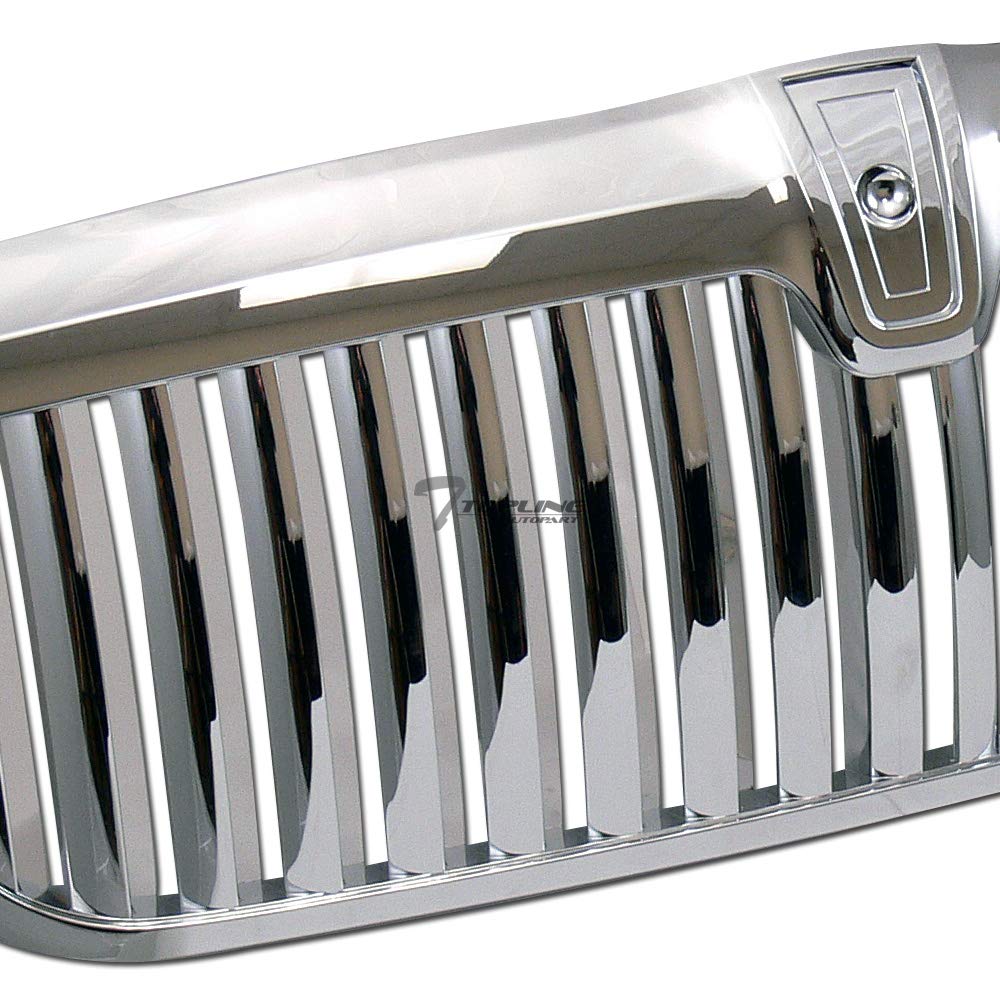 Topline Autopart Chrome Vertical Front Hood Bumper Grill Guard ABS for 98-02 Lincoln Navigator / 2002 Blackwood, Model fg-nav98-vt-ch-601
