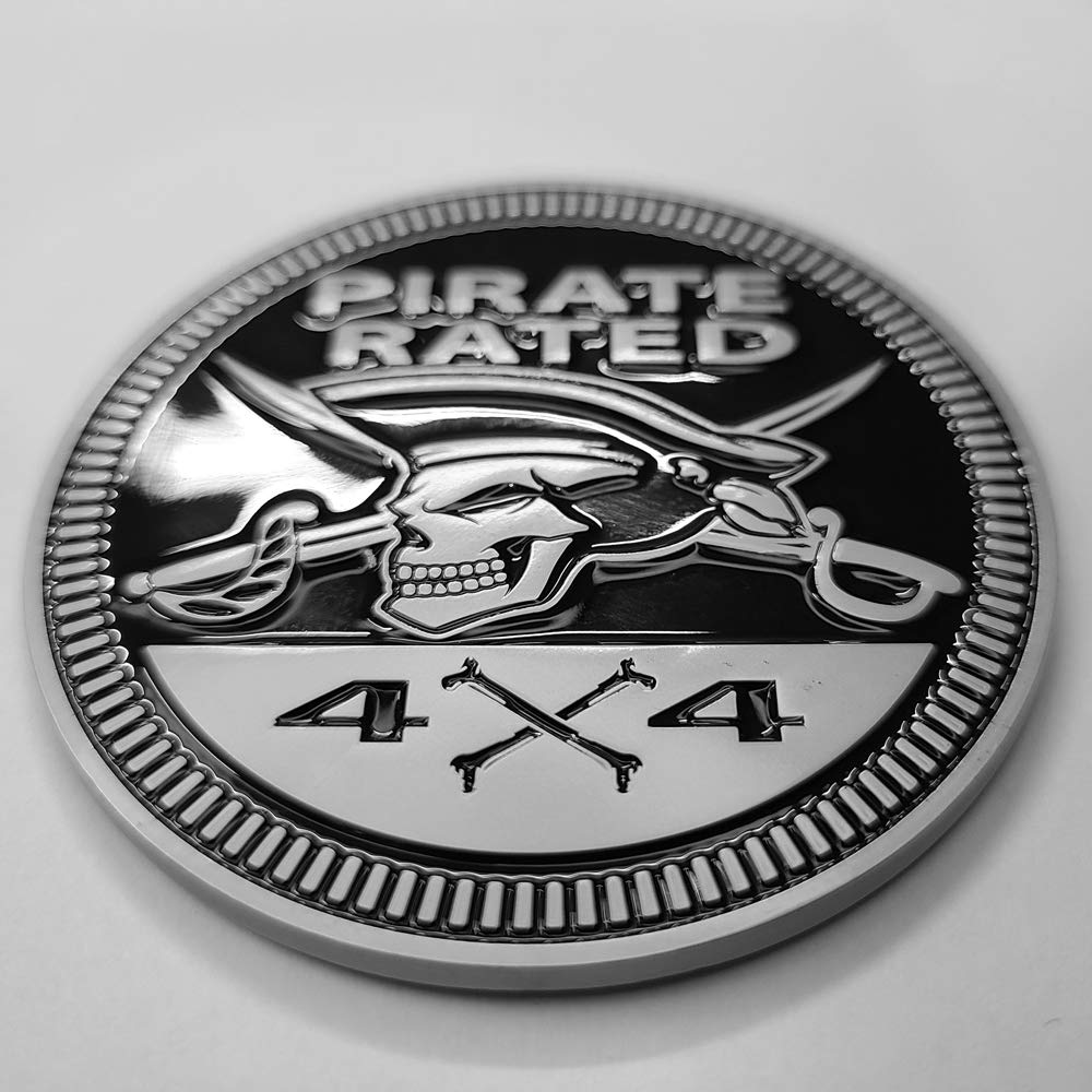 Badge Glow Pirate Rated 4X4 Metal Automotive Badge Specifically Designed For The Jeep Wrangler Or Cherokee ~ Stick It Anywhere!