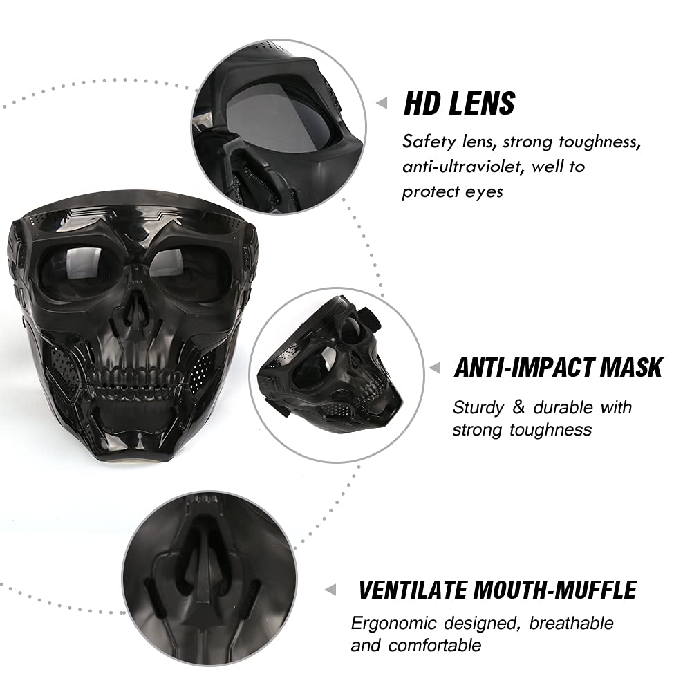 Outamateur Motorcycle Skull Goggle Mask Riding Goggles Safety Road Riding UV Motorbike Glasses for Riding/Skiing/Snowing/Motorcy