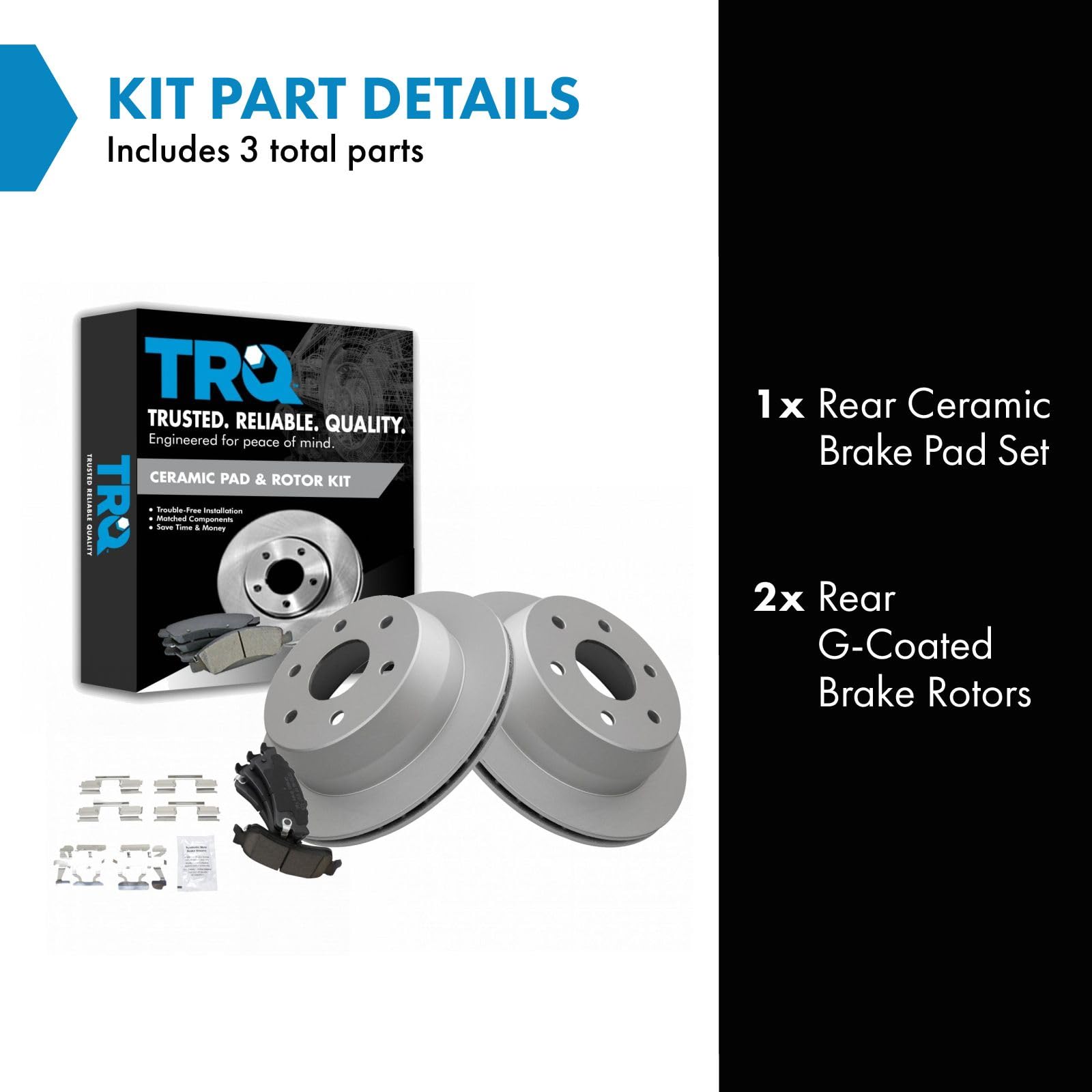 Trq Rear Ceramic Brake Pads & G-Coated Rotor Kit For Gm Truck New