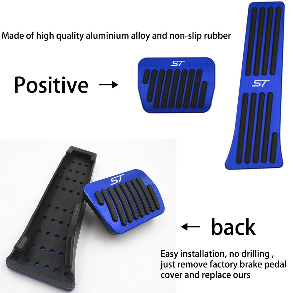 Hecotrax Aluminum Performance Pedals Set for Ford Explorer 2020-2026, Non-Slip Brake & Accelerator Covers, Blue