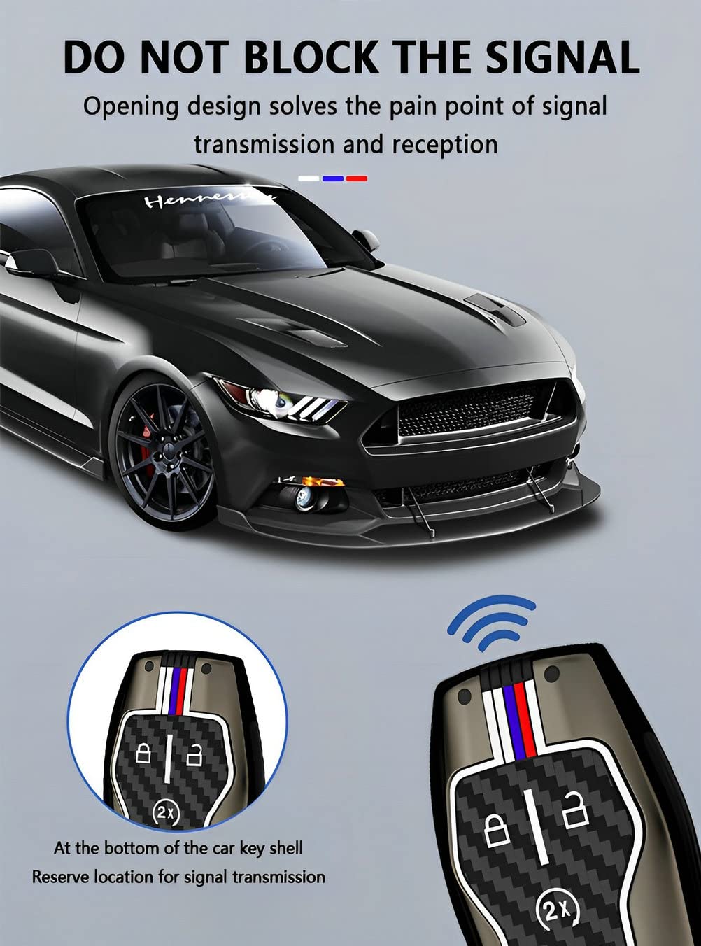 Yonufi For Ford Key Fob Cover Case, Metal Shell Car Smart Key Holder Keychain Compatible For Mustang Explorer Fusion F150 Edge Lincoln Mkz Mkc (Fde-Carbon Fiber)