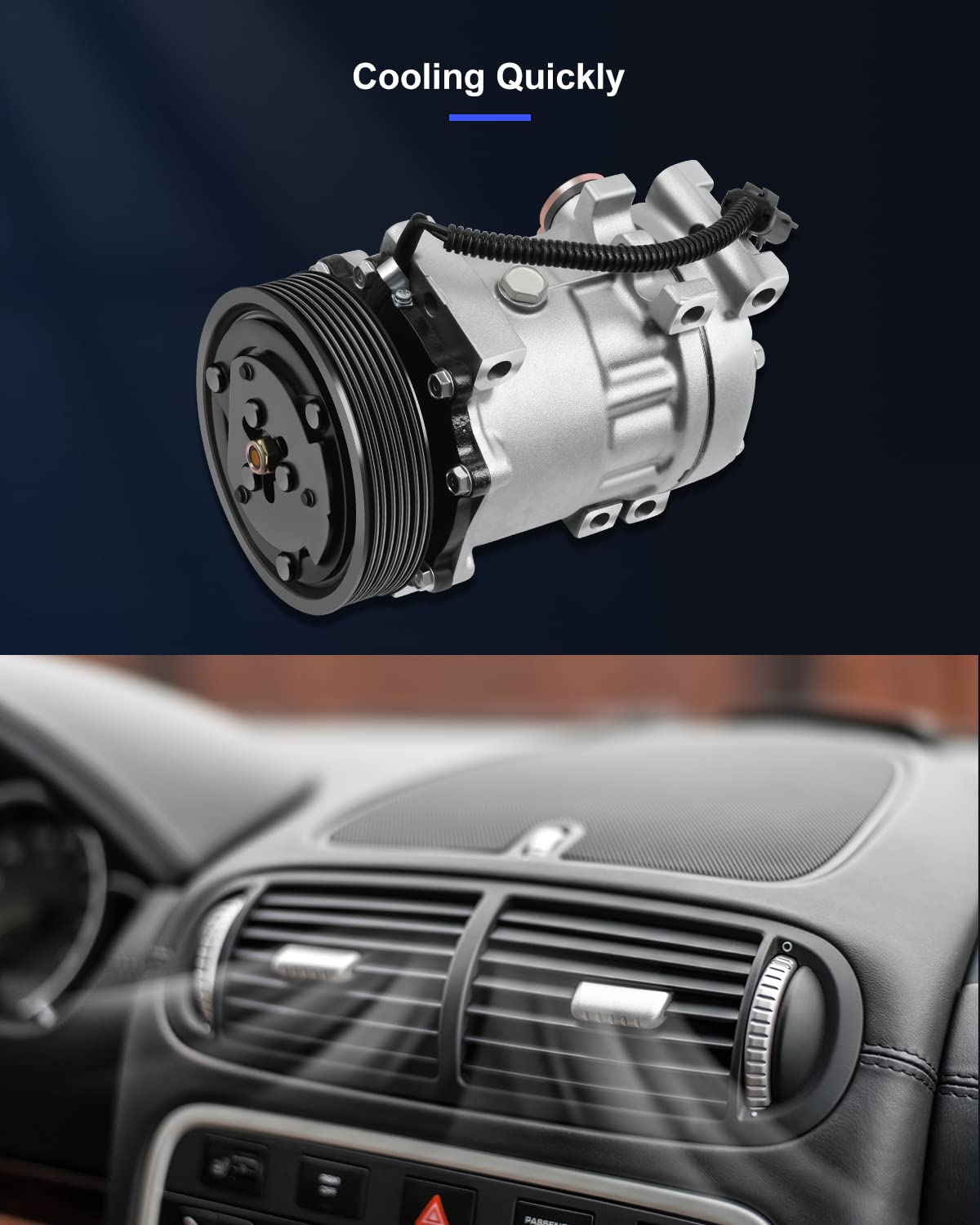 Eccpp Ac Compressor 1999-2001 For Dodge Dakota For Dodge For Ram 1500 2500 3500 3.9L 5.2L 5.9L 8.0L A/C Compressor With Clutch S