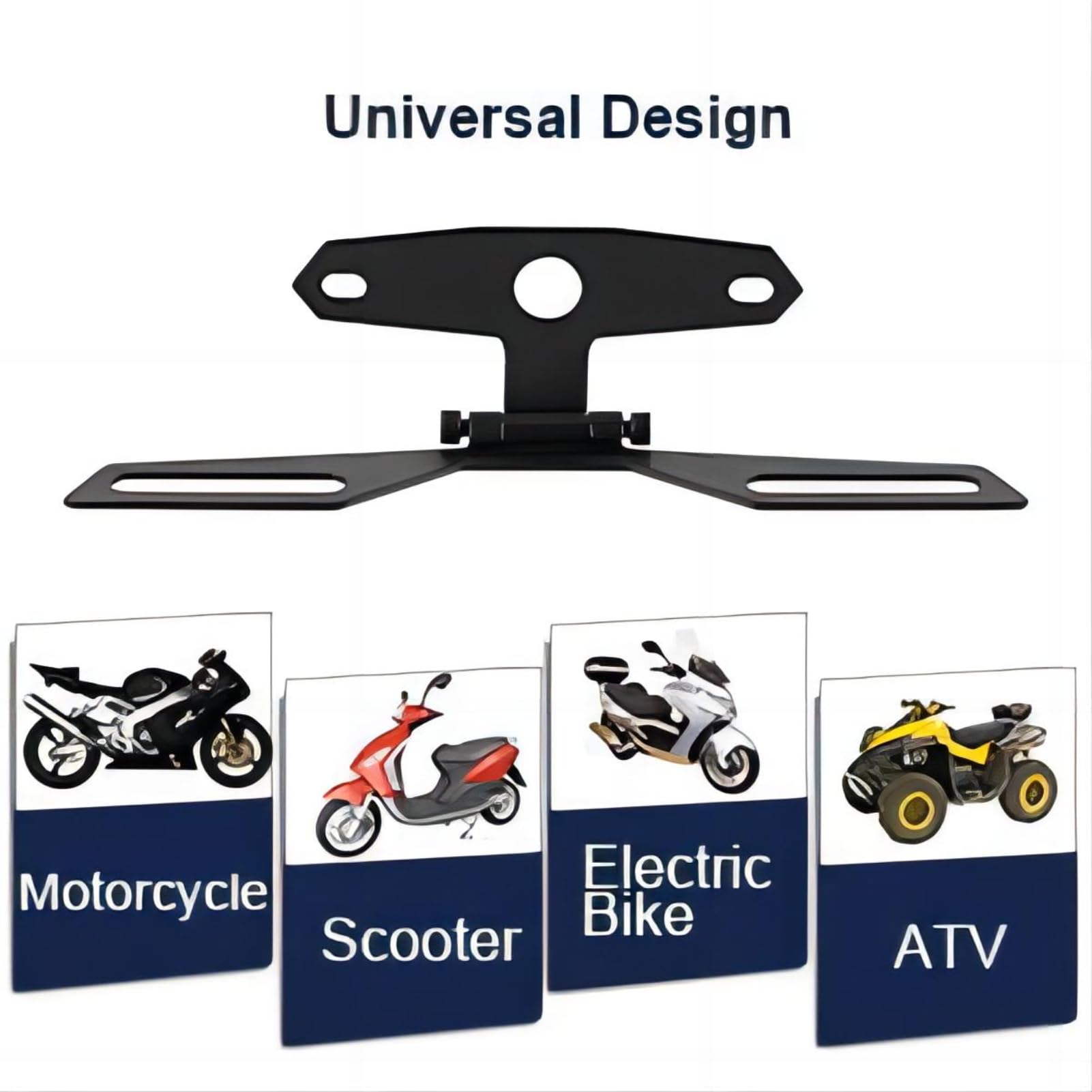 Adjustable Motorcycle License Plate Mount Holder Bracket- Universal Fold License Plate Tail Light Holder