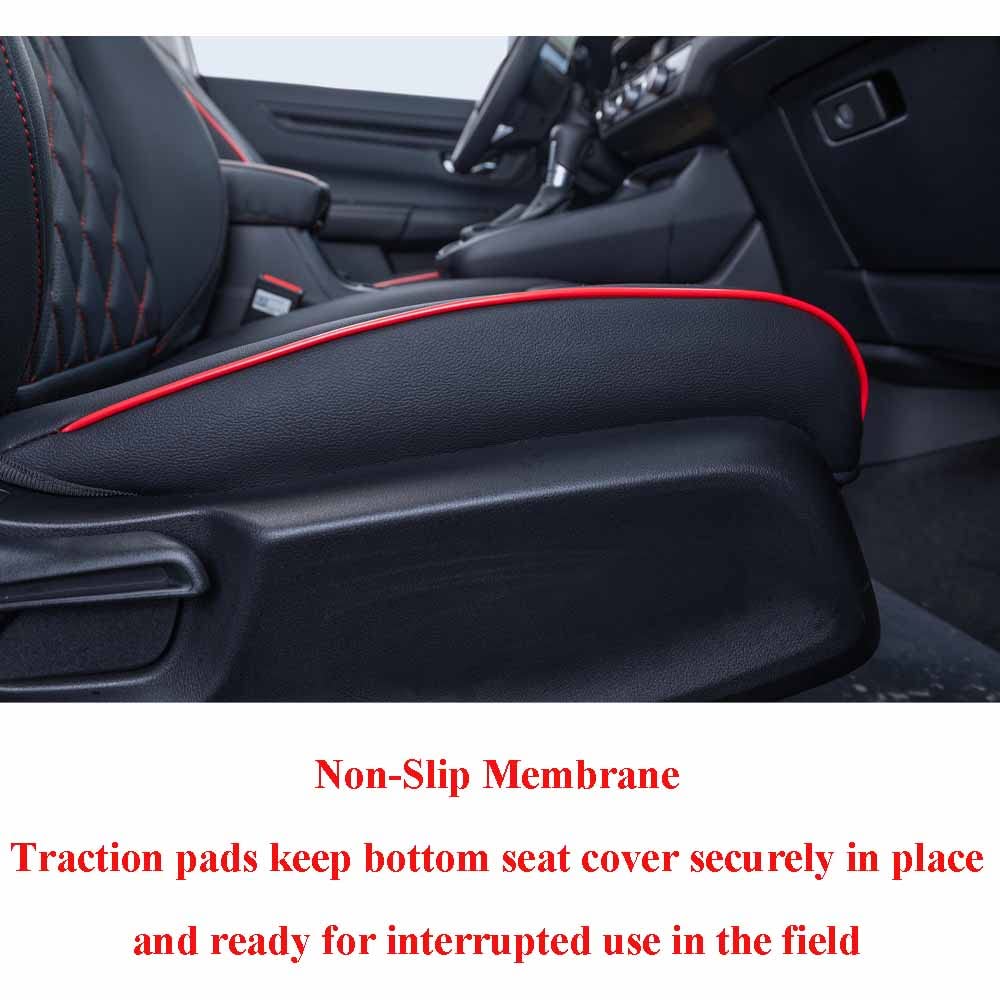 Ekr Custom Fit Crv Seat Covers For Select Honda Crv 2017 2018 2019 2020 2021 2022 - Full Set,Leather (Black With Red Piping)