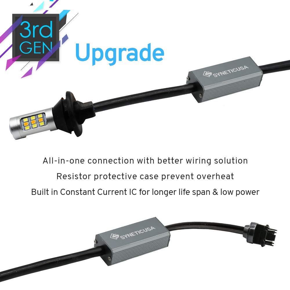 Syneticusa 3157 Error Free Canbus Ready Dual Color Switchback Led Turn Signal Light Bulbs Drl Parking Lamp No Hyper Flash All In One