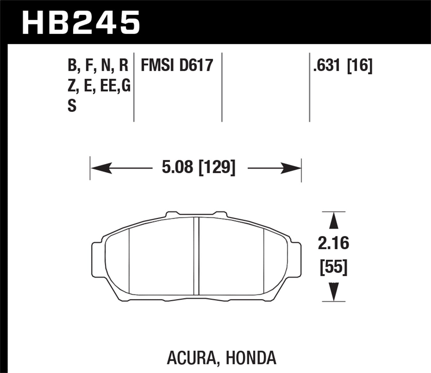 Hawk Performance Hb245N.631 Hp Plus Brake Pad