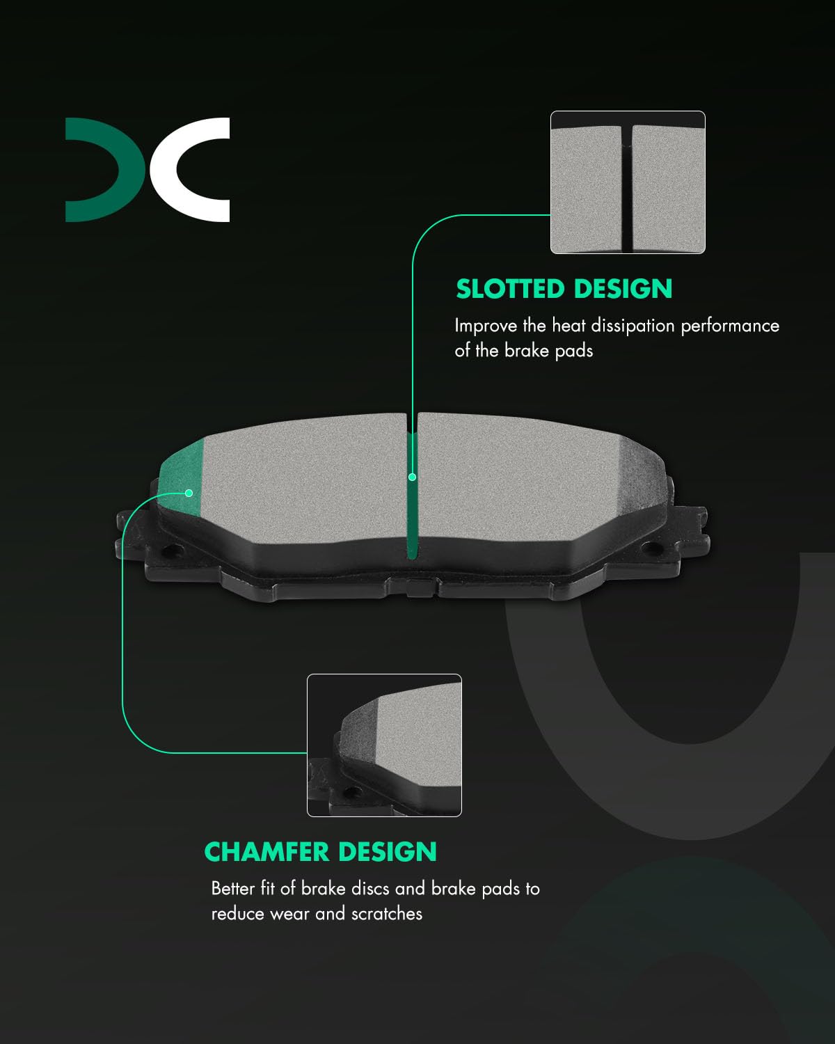 Scitoo D1211 D1212 Ceramic Brake Pads Sets Front & Rear Replacement For Pontiac Vibe 2009-2010,For Toyota Matrix 2009-2013,For T