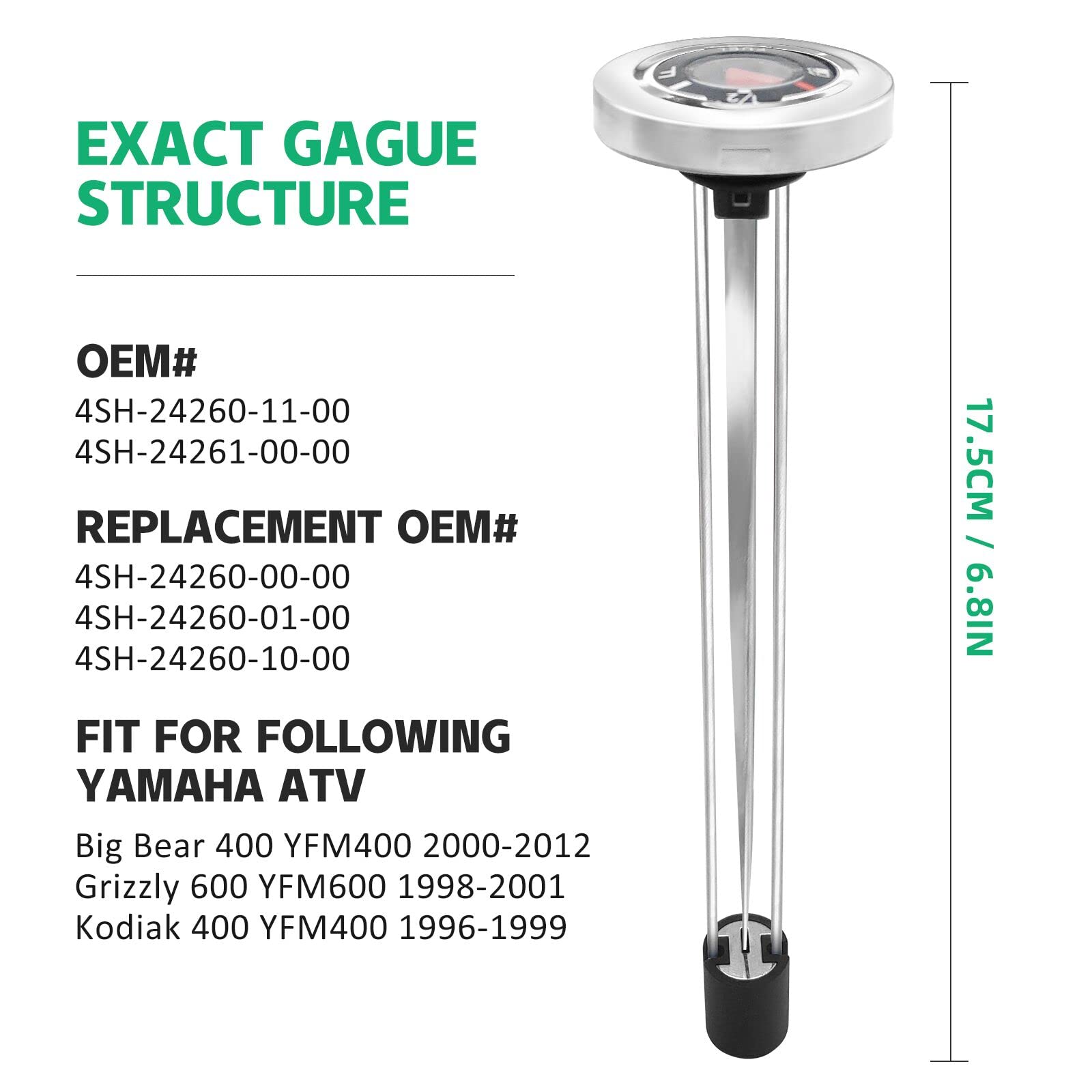 M Mati Atv Fuel Gas Tank Gauge Meter With Cap For Yamaha Grizzly 600 Big Bear 400 Kodiak 400 Yfm400 Yfm600 4Sh-24260-11-00 4Sh-24261-00-00