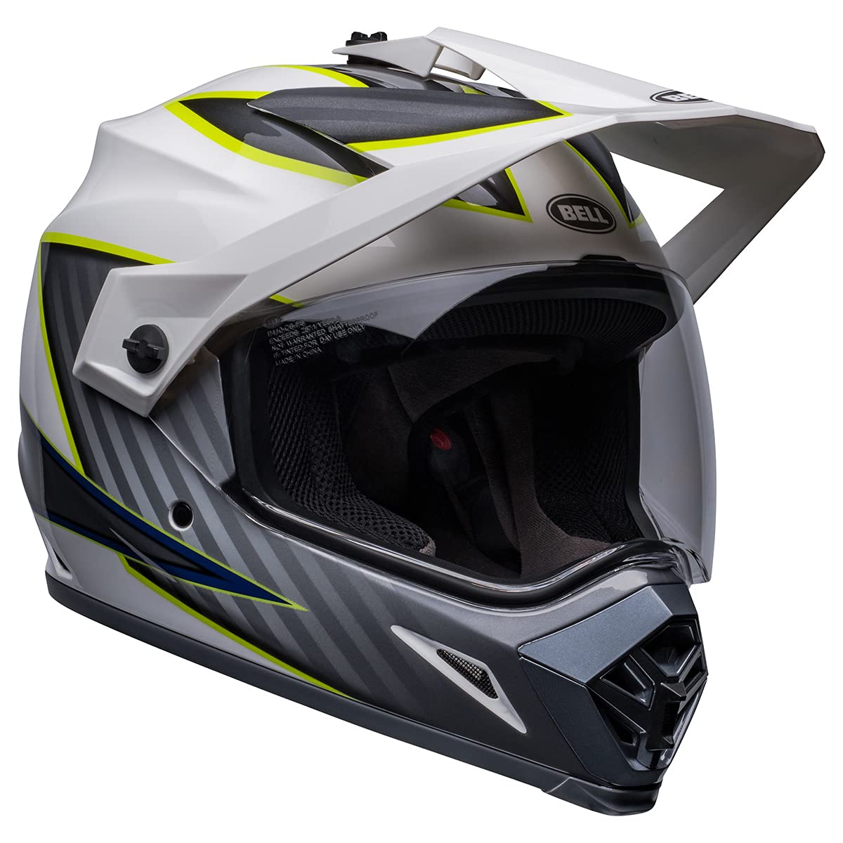 Bell Mx-9 Adventure Mips Dirt Helmet (Dalton Gloss White/Hi-Viz Yellow - Large)