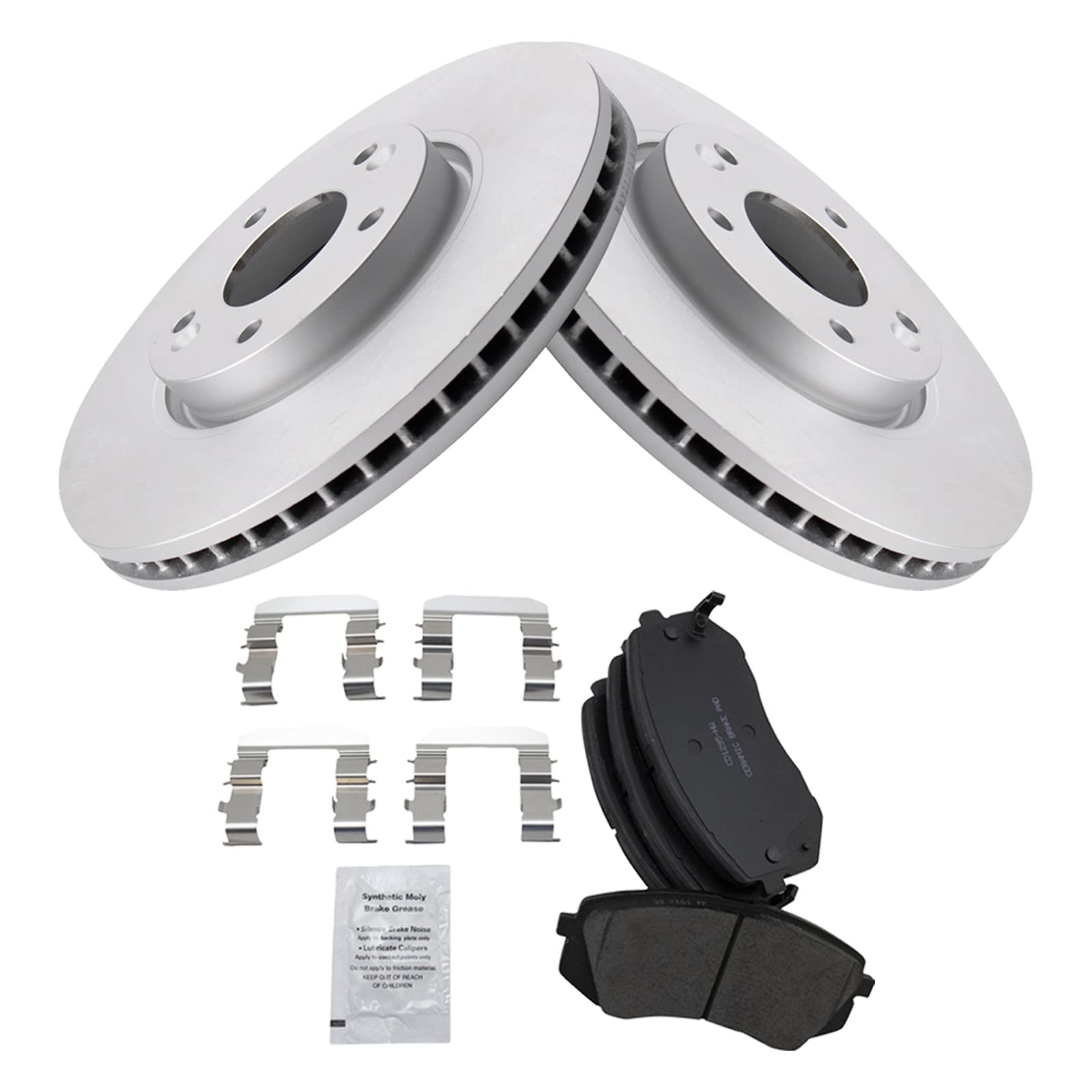 Trq Brake Pad & Rotor Kit Premium G-Coated Ceramic Front Compatible With 2010-2015 Hyundai Tucson 2011-2016 Kia Sportage