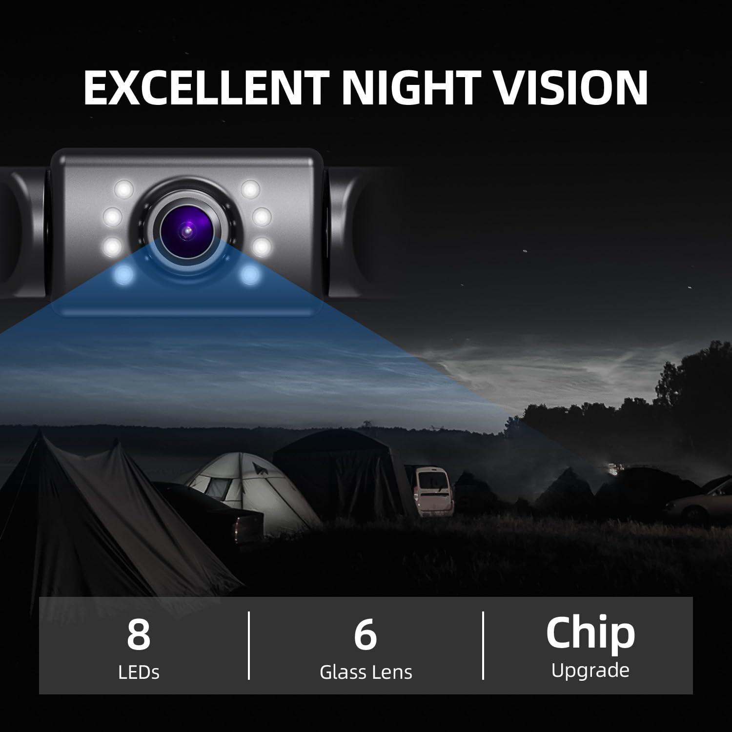 Erapta Backup Camera 4.3''Hd 1080P Front Rear View Monitor Kit Ip69 Waterproof Night Vision Diy Grid Lines For Car Trucks Rvs Tr