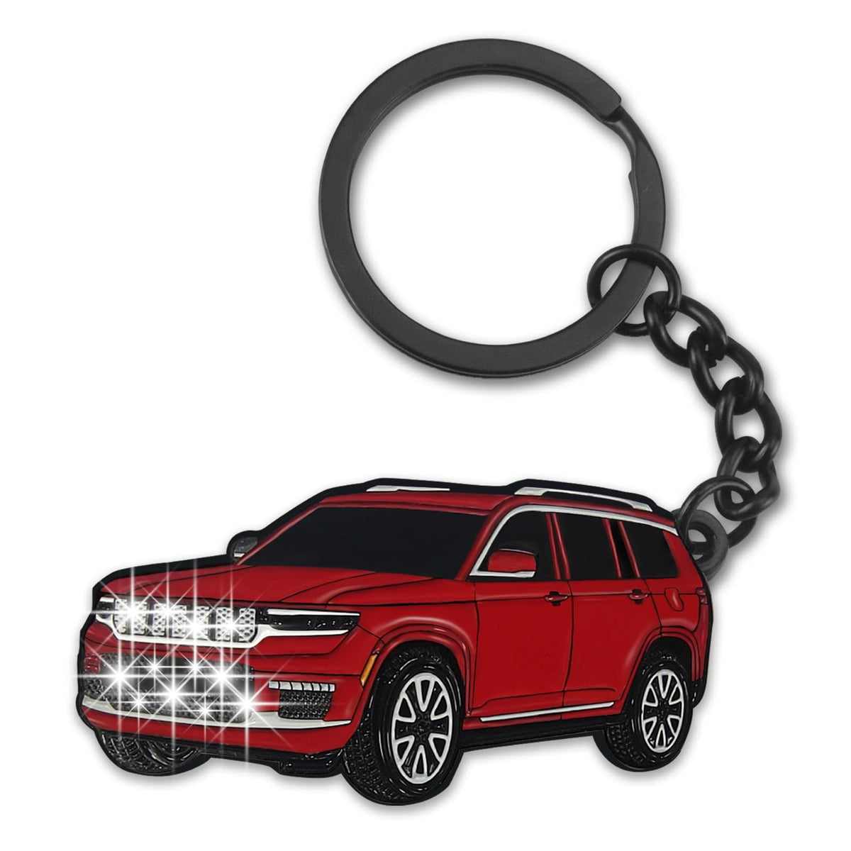 Glahorse For Jeep Grand Cherokee Keychain，For Jeep Grand Cherokee Accessories 2011-2022，Metal Keychain (Red)
