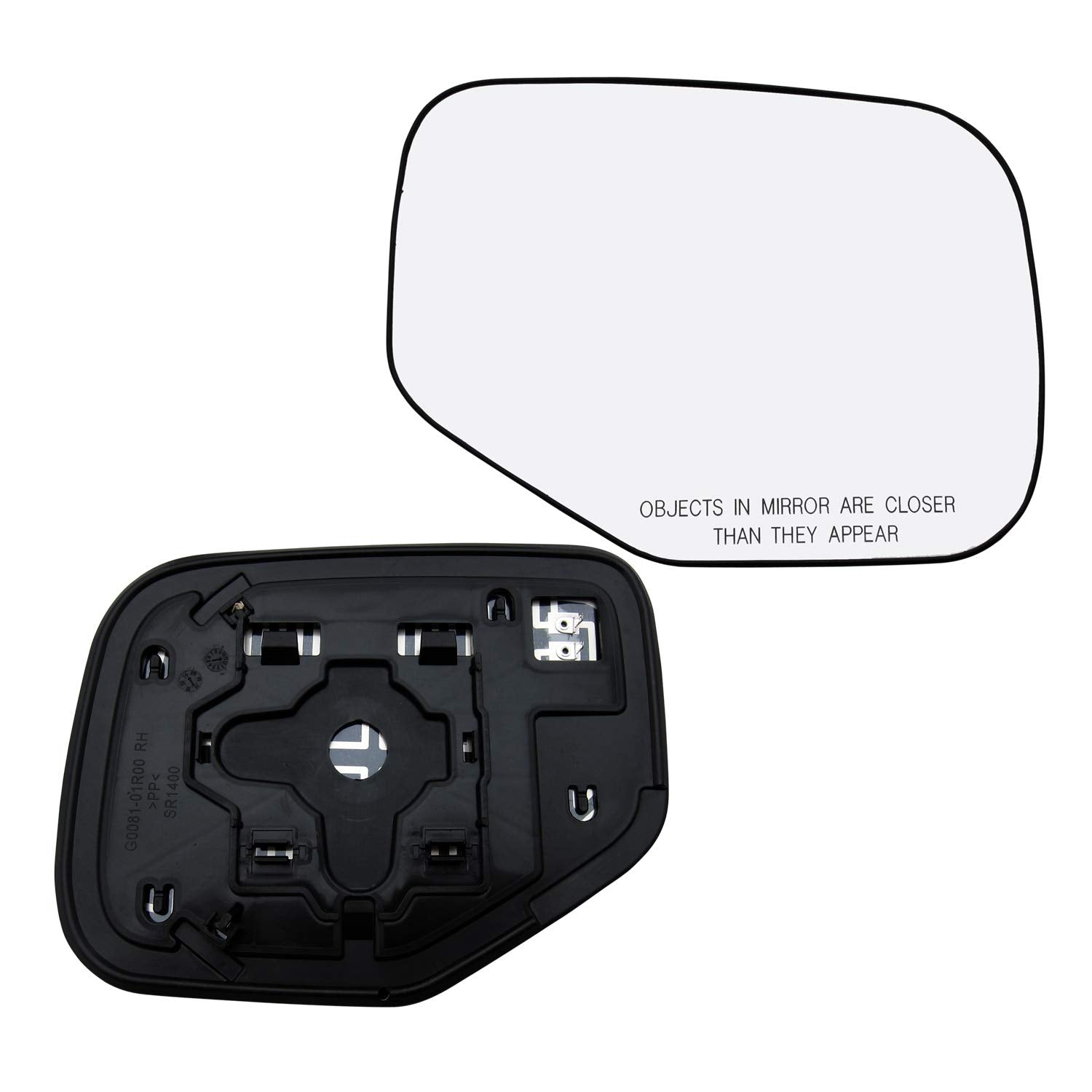 Passenger Side Mirror Glass Assembly With Plastic Backing Plate Heated Compatible With 2006-2008 Honda Ridgeline