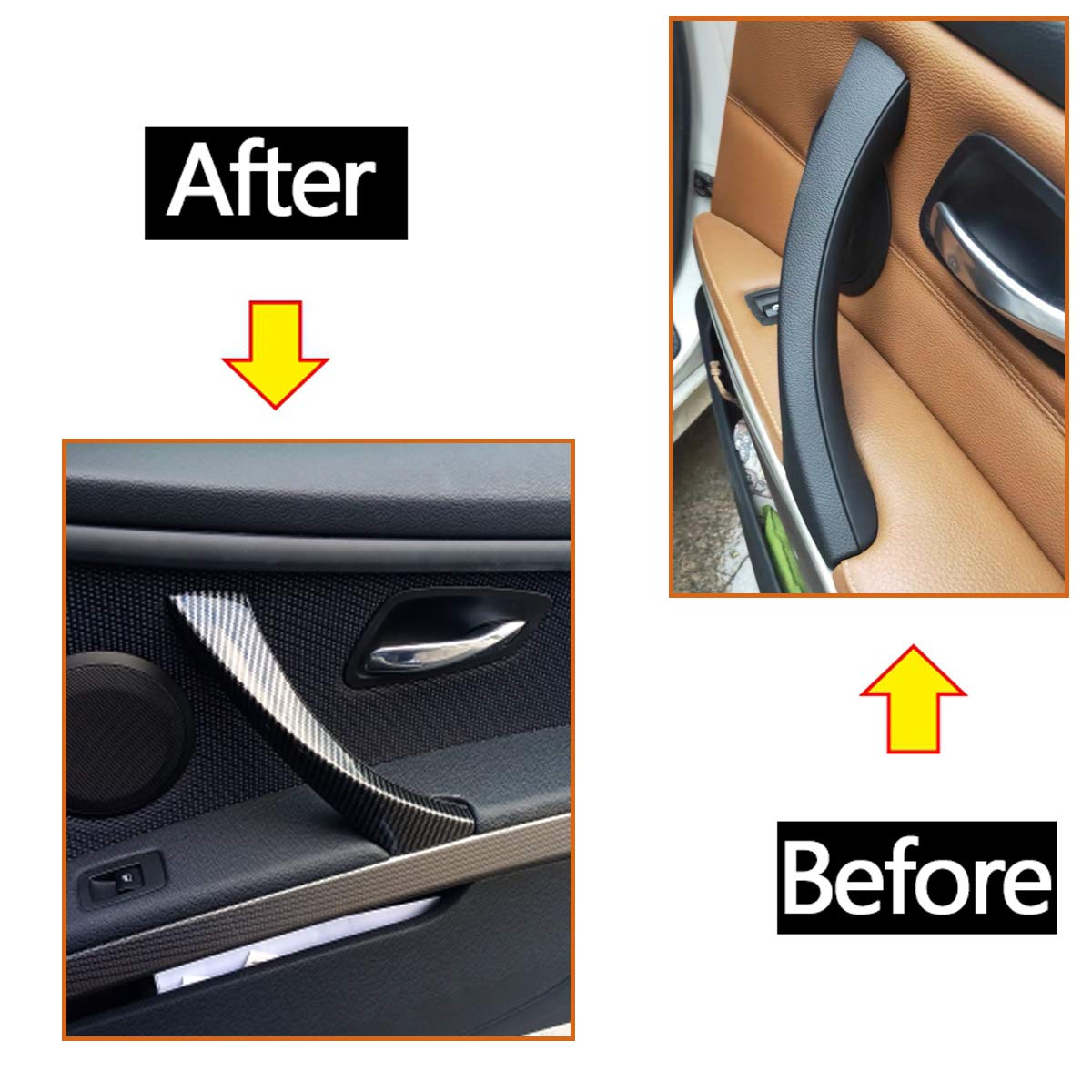 Moonlinks Compatible with BMW 3 Series E90 E91 E92 E93 Carbon Fiber Door Handle,Right Front/Rear Passenger Side Door Handle Cove