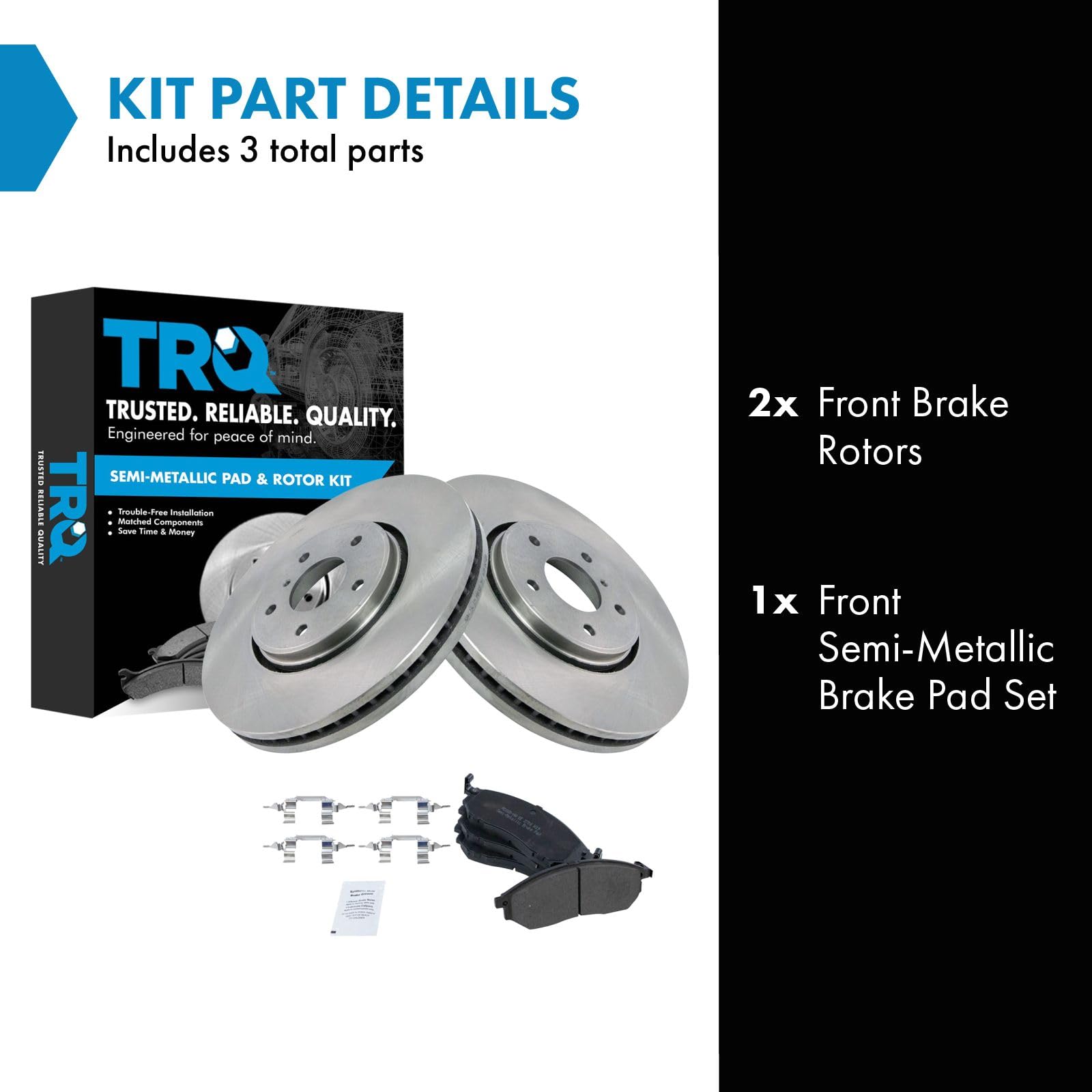 Trq Front Brake Pad & Rotor Kit Semi-Metallic Compatible With 2005-2012 Infiniti Fx35 2013 Fx37 2005-2008 Fx45 2014 Qx70