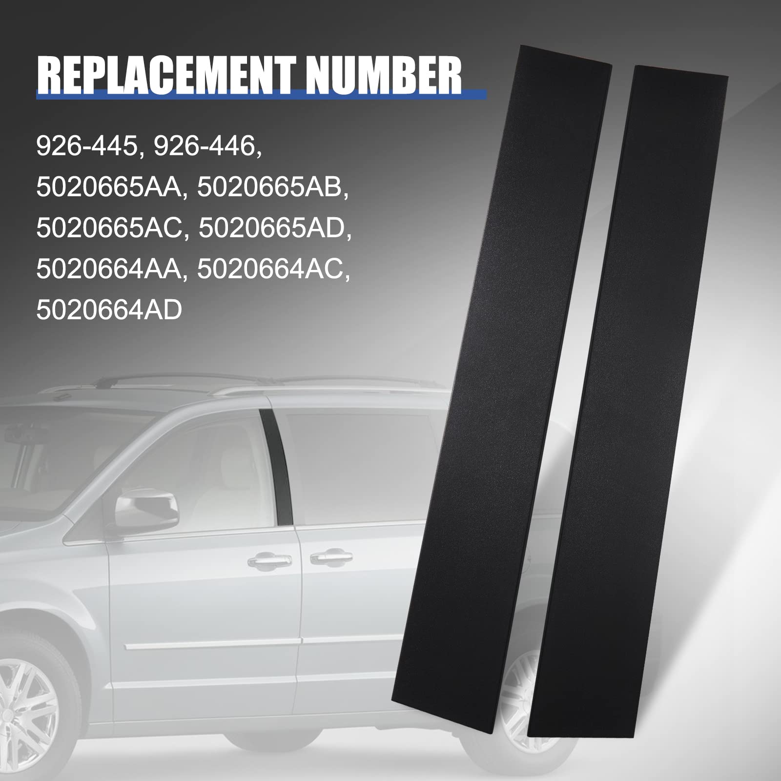 926-446 B Pillar Trim Door Molding For Front Passenger Driver Side Windshield Outer Compatible With 2008-2016 Chrysler Town & Co